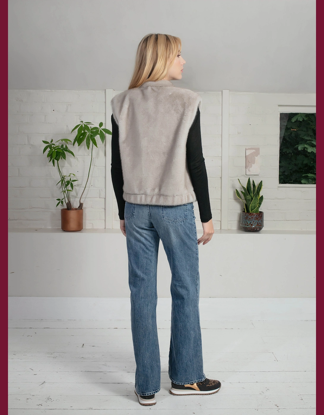Isla Faux Fur Gilet in Grey
