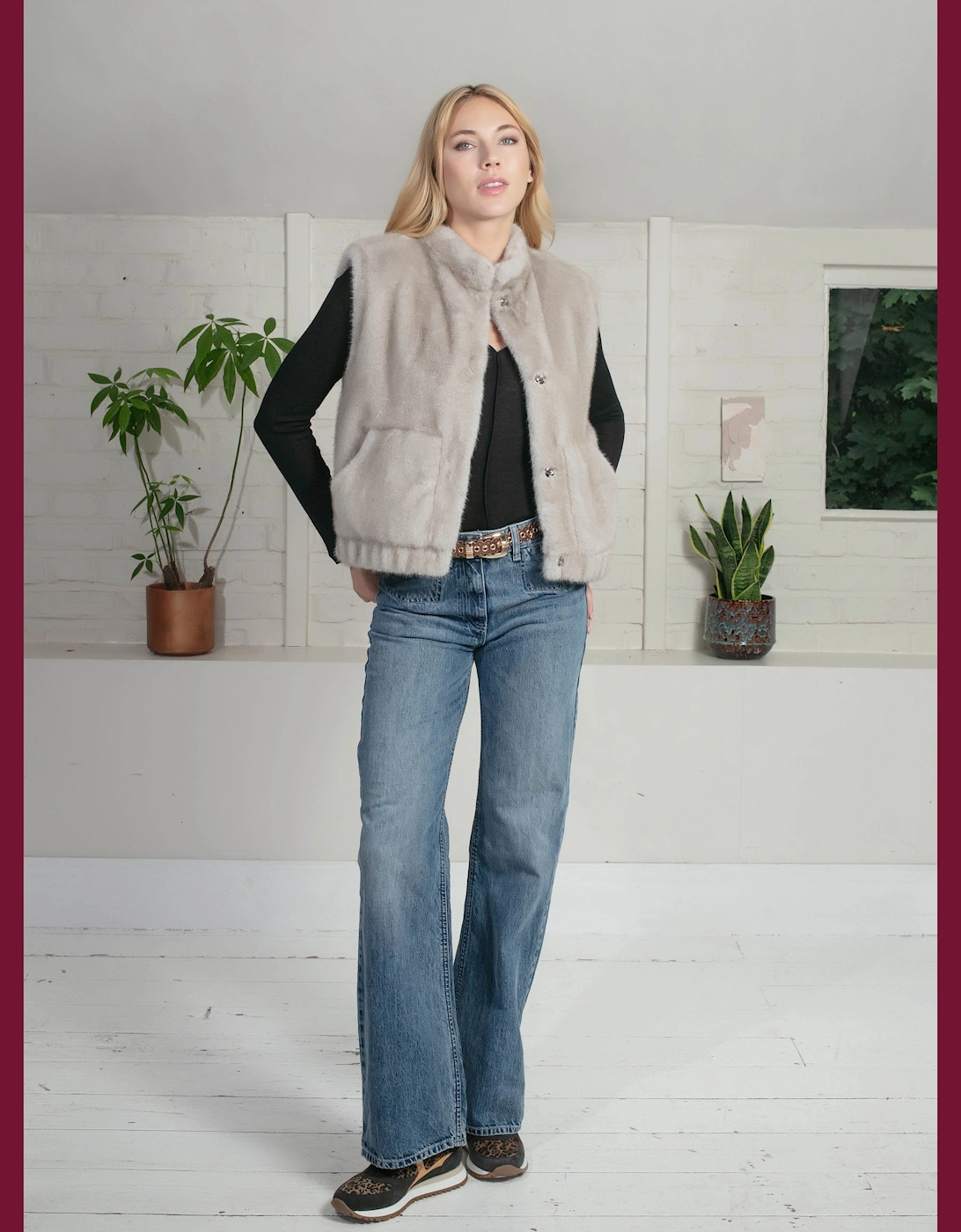 Isla Faux Fur Gilet in Grey
