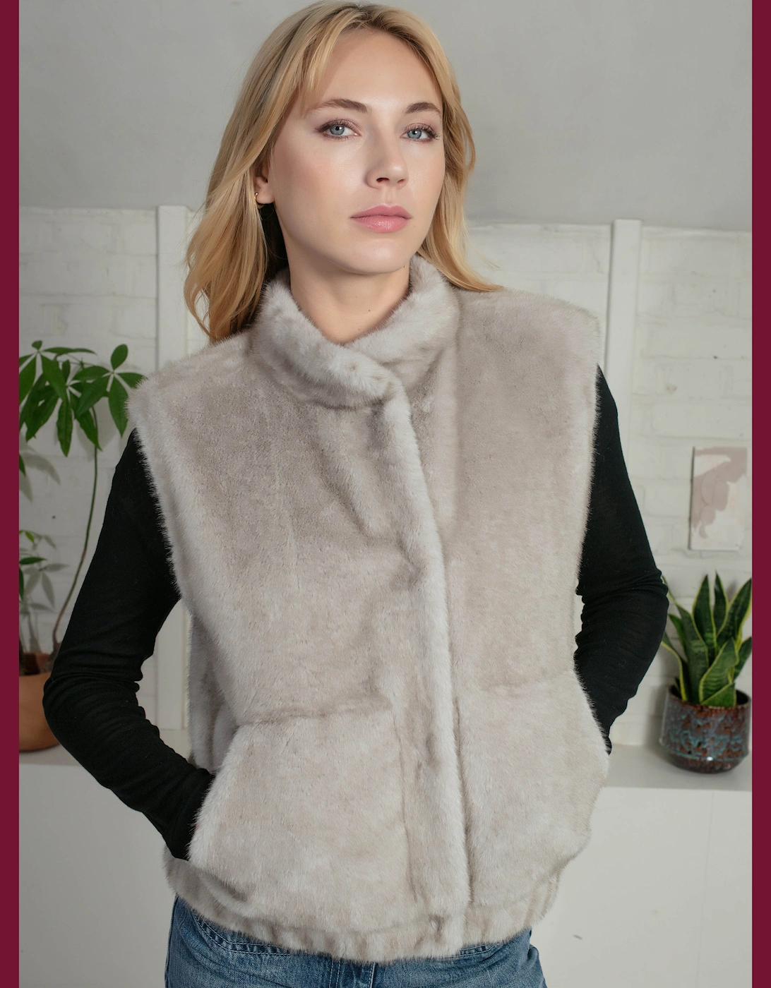 Isla Faux Fur Gilet in Grey