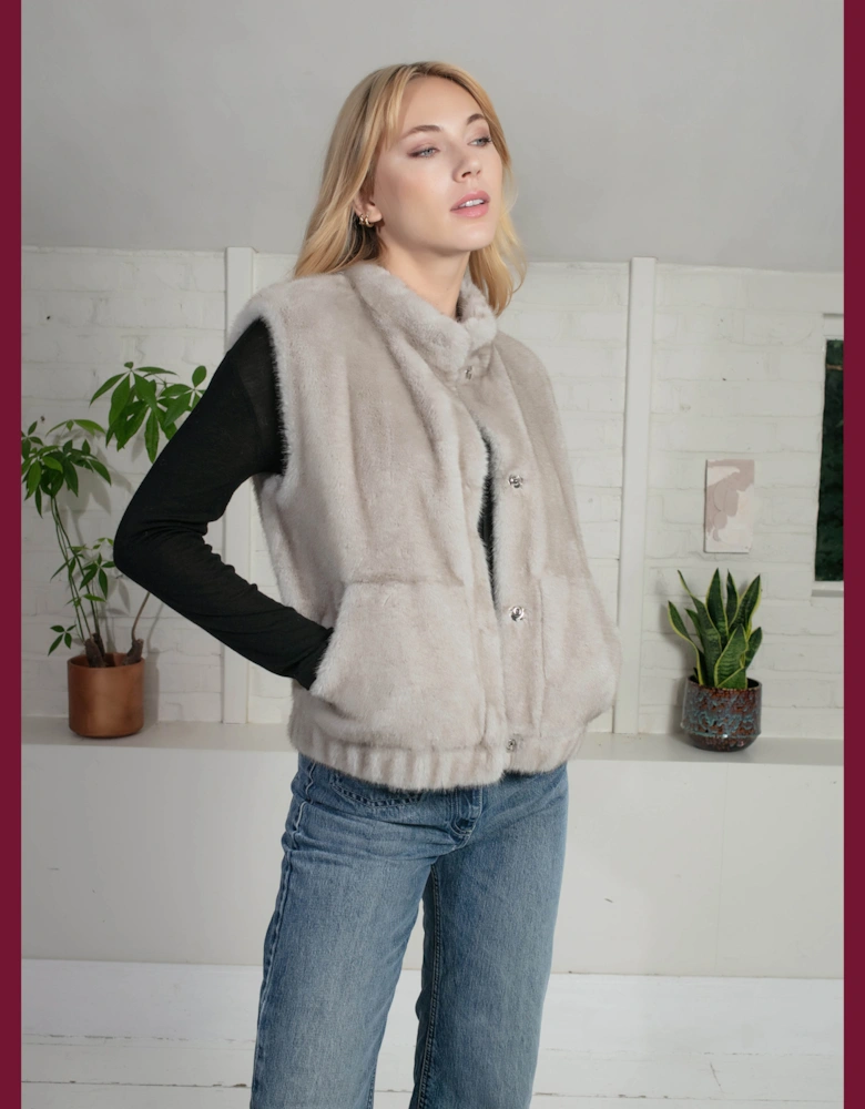 Isla Faux Fur Gilet in Grey