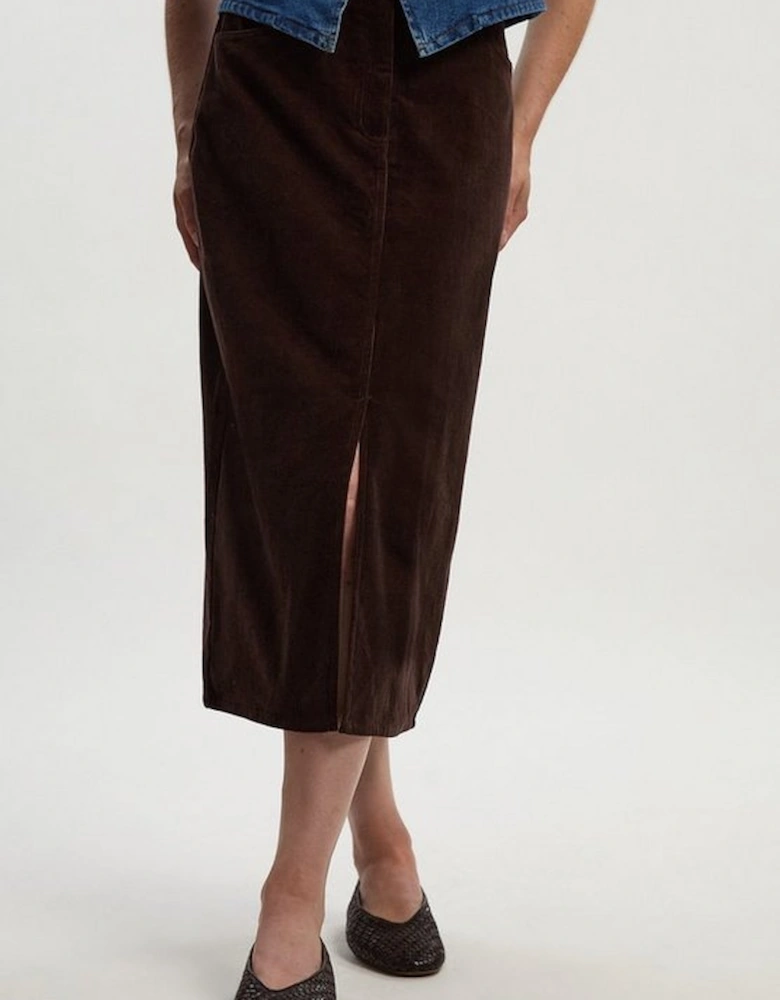 Stretch Cord Midi Pencil Skirt