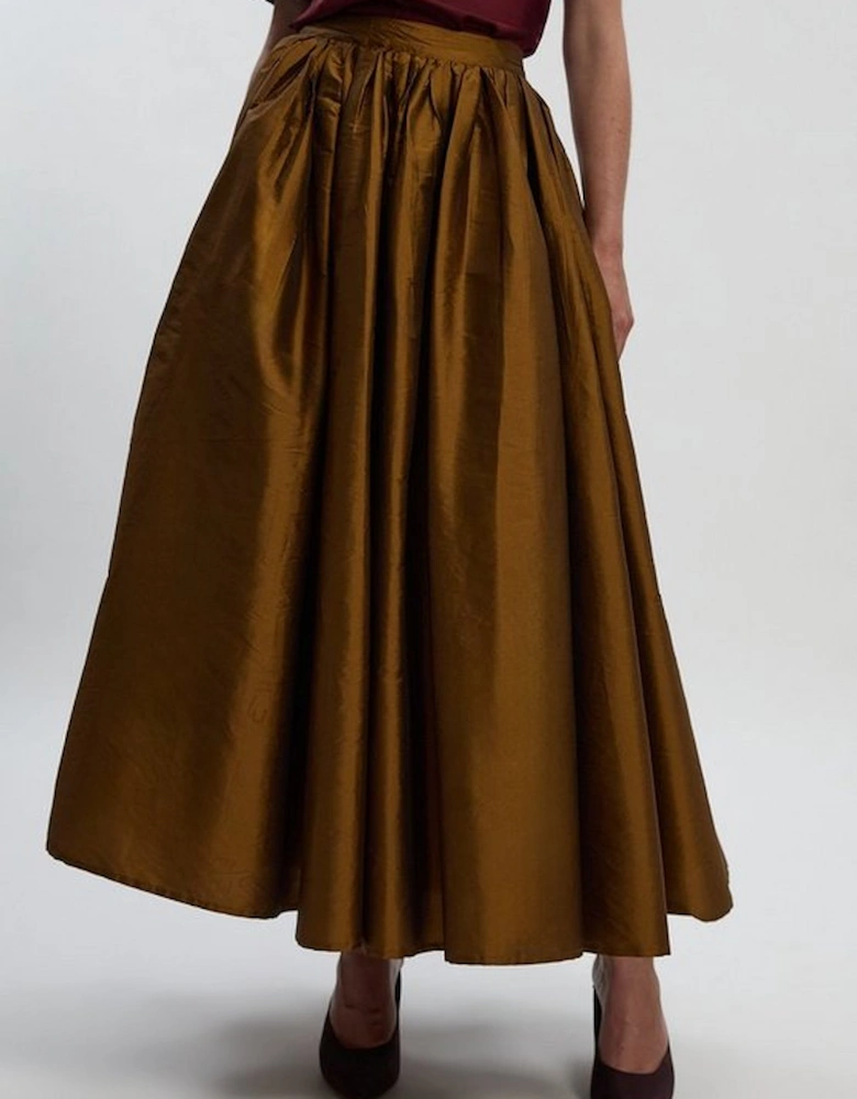 Taffeta Woven Maxi Skirt