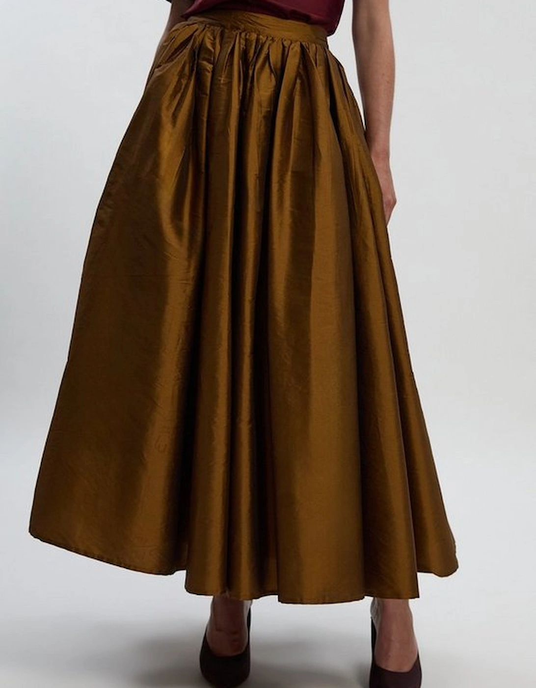 Taffeta Woven Maxi Skirt