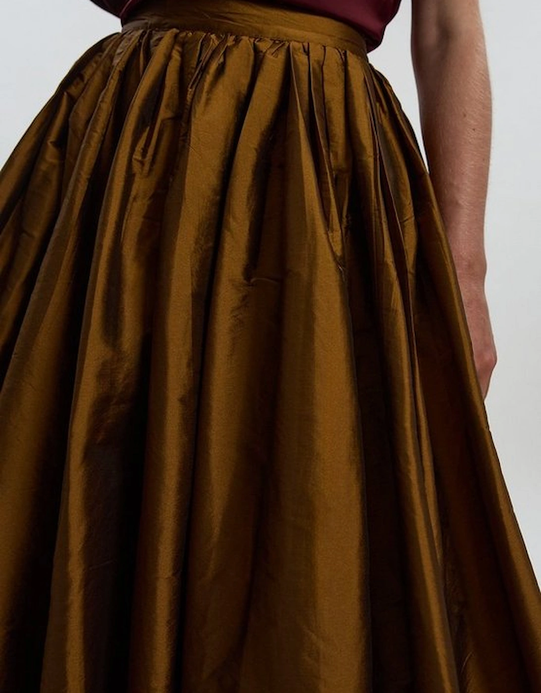 Taffeta Woven Maxi Skirt