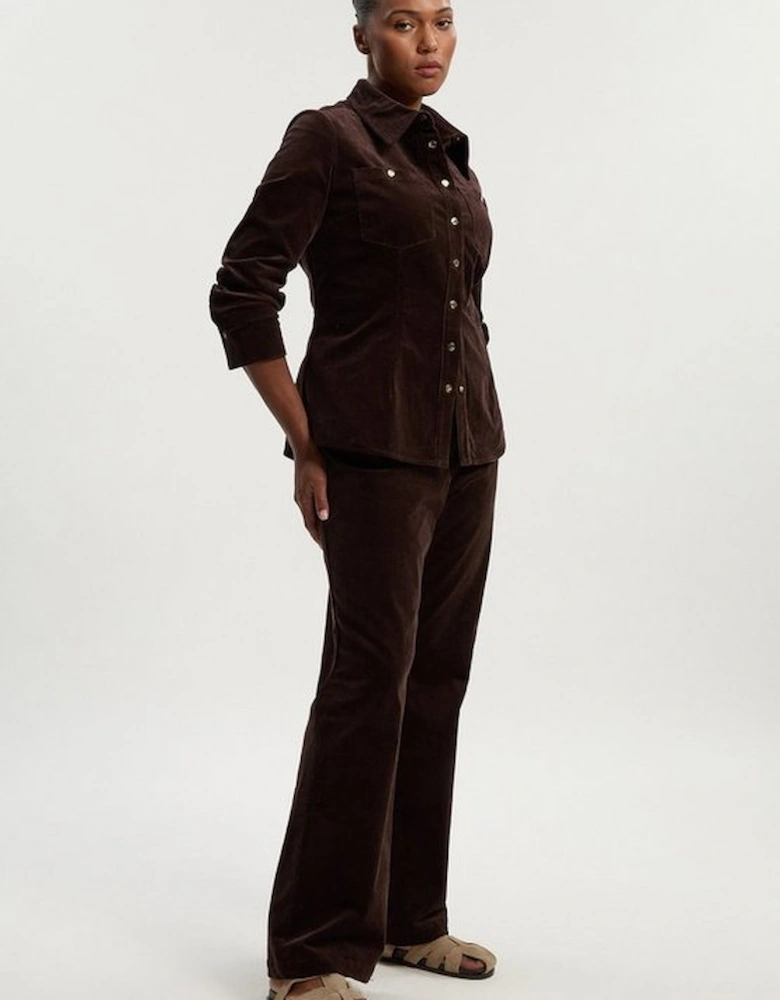 Plus Size Stretch Cord Tailored Shirt