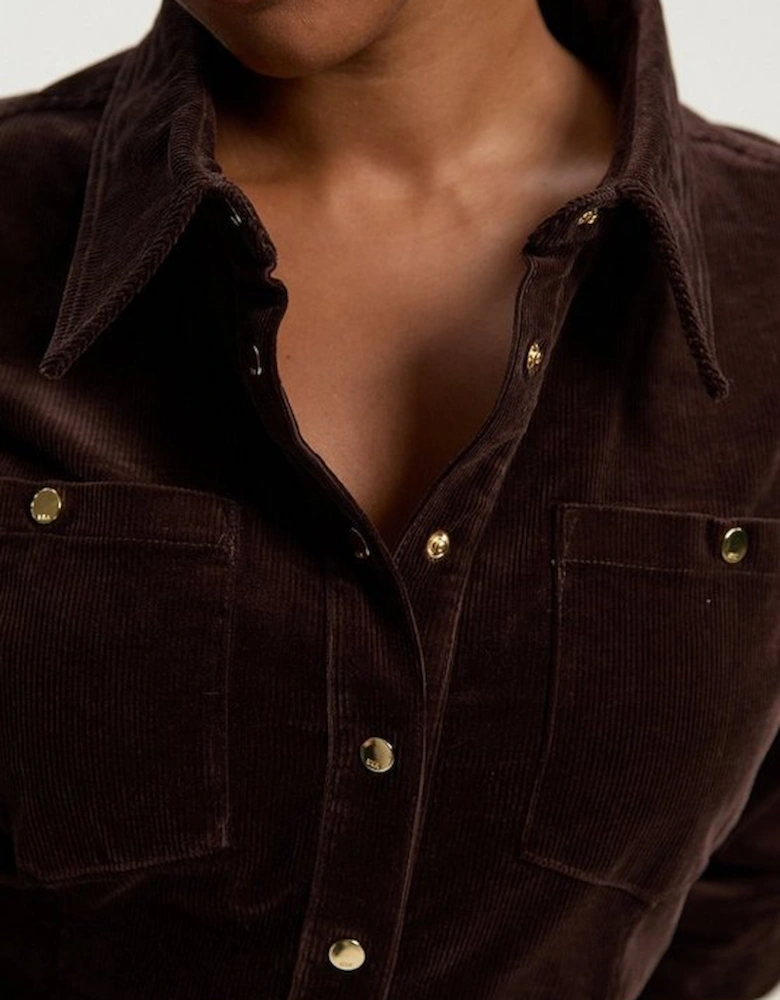 Plus Size Stretch Cord Tailored Shirt