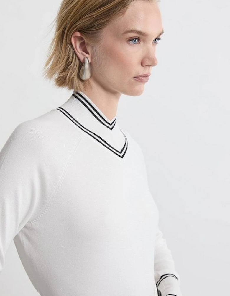 Viscose Blend High Neck Knit Jumper