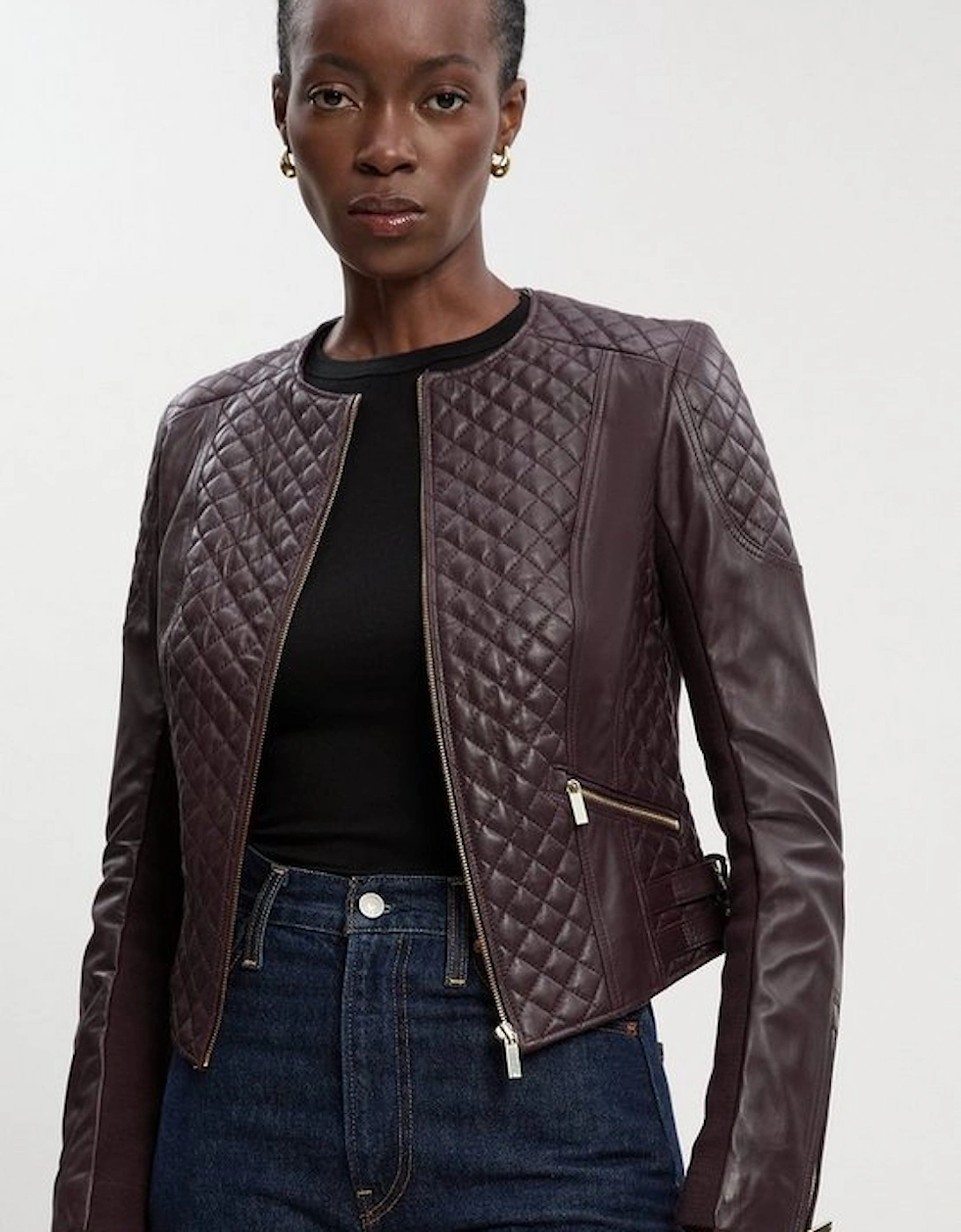 Leather Quilted Biker Jacket, 4 of 3