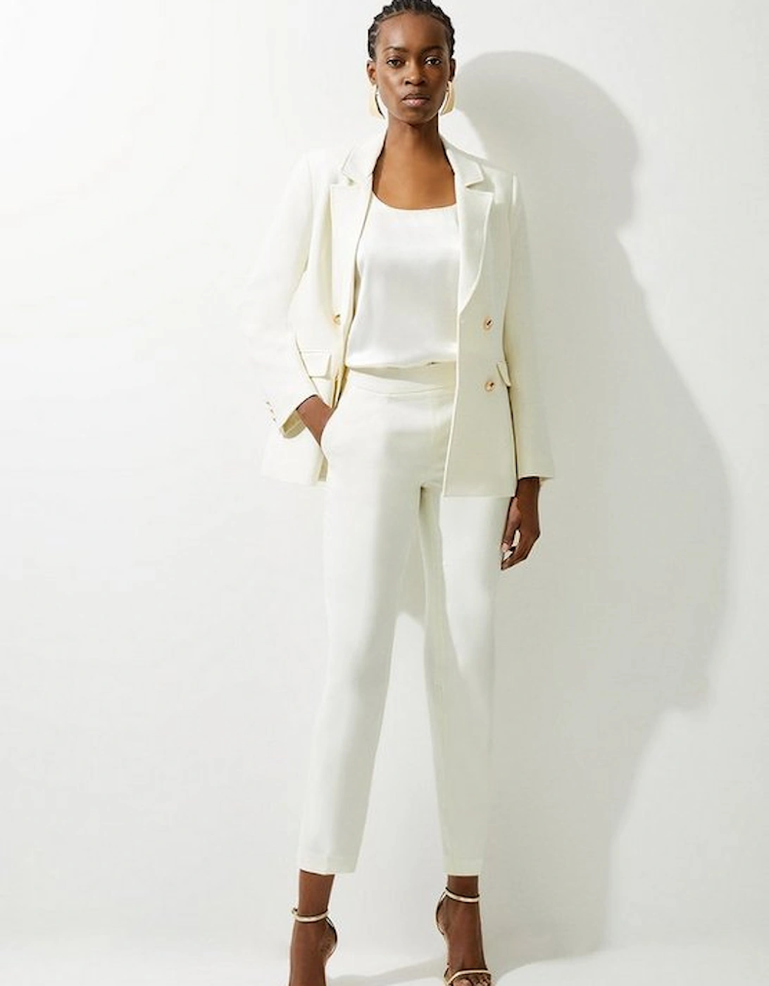 Tall Compact Stretch Essential Tailored High Waist Slim Leg Trouser, 4 of 3