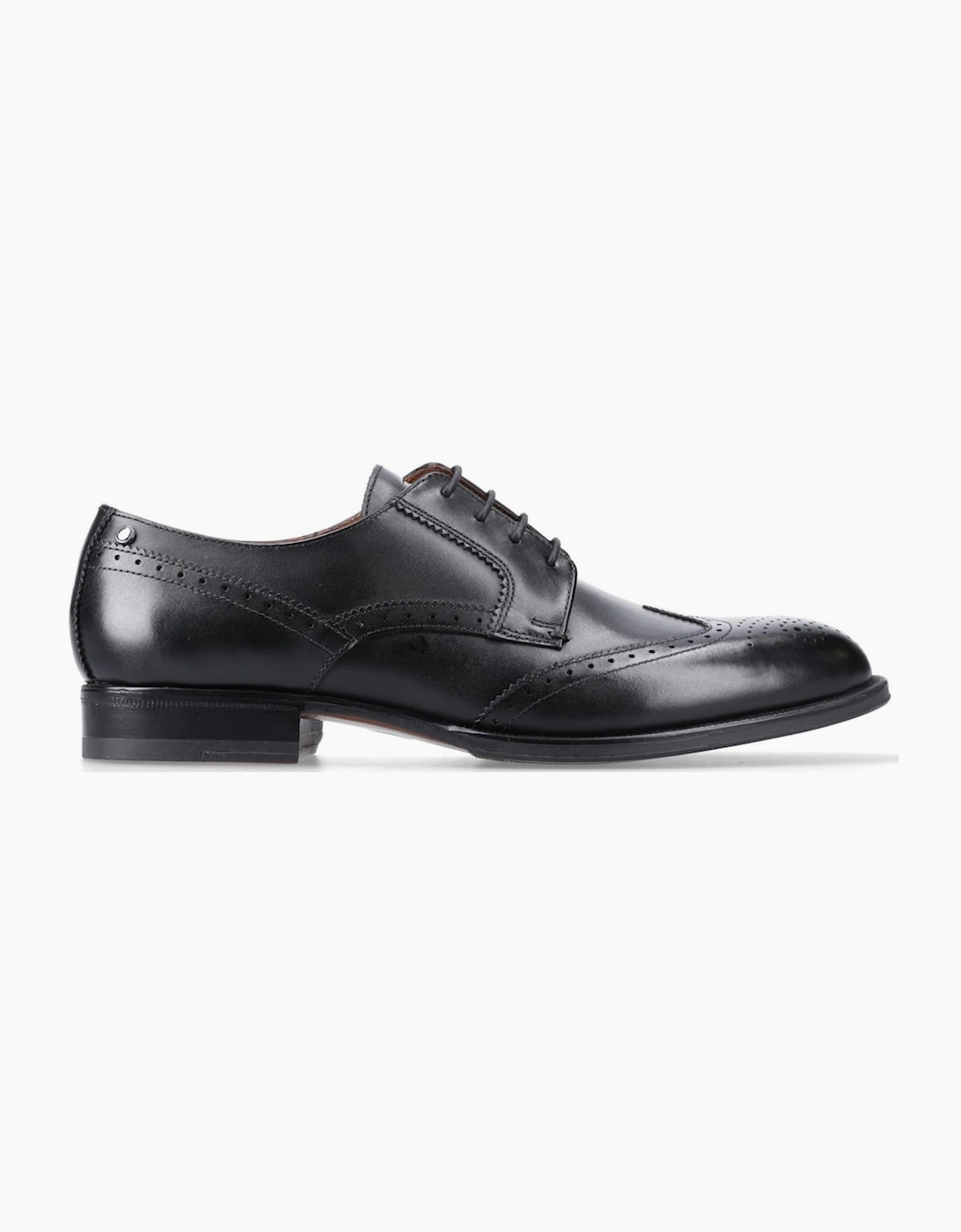 Base Men's Black Bell Brogue Shoes - Size: 5