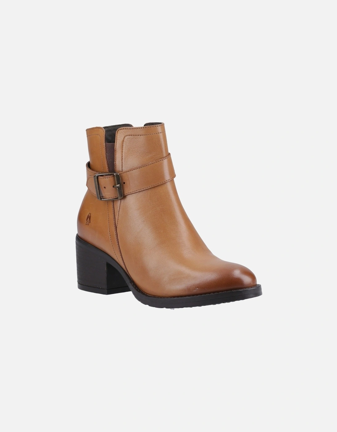Hush Puppies Women's Brown Hensley Leather Tan Heeled Ankle Boots - Size 4