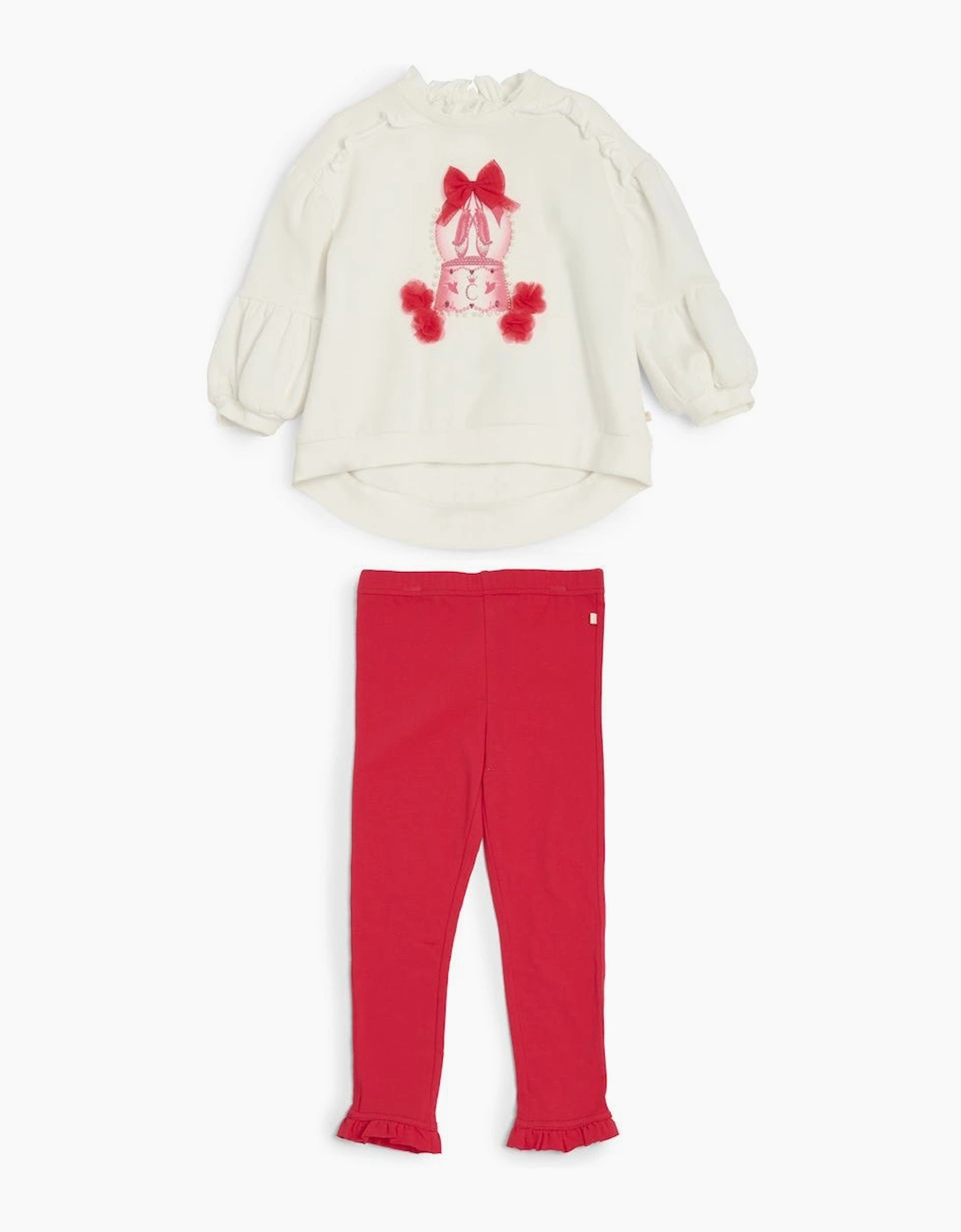 CARAMELO Girl's Girls Red Jumper Legging Set - Size: 6 years/7 years