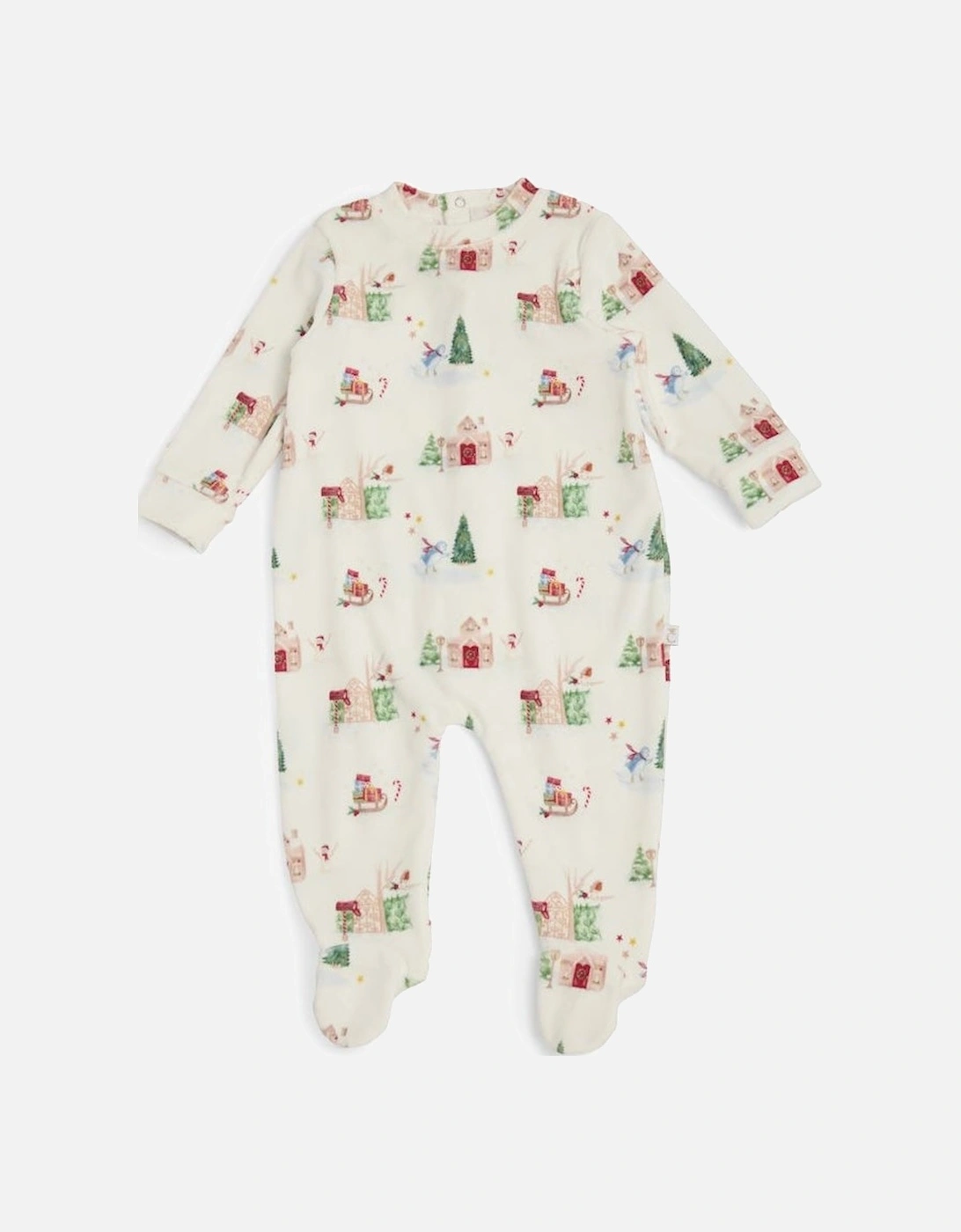 Boys Christmas Print Fleece Pyjama Babygrow