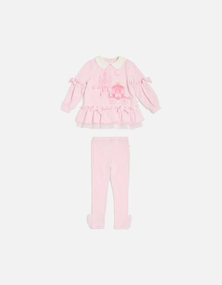 Girls Pink Collared Jumper Legging Set