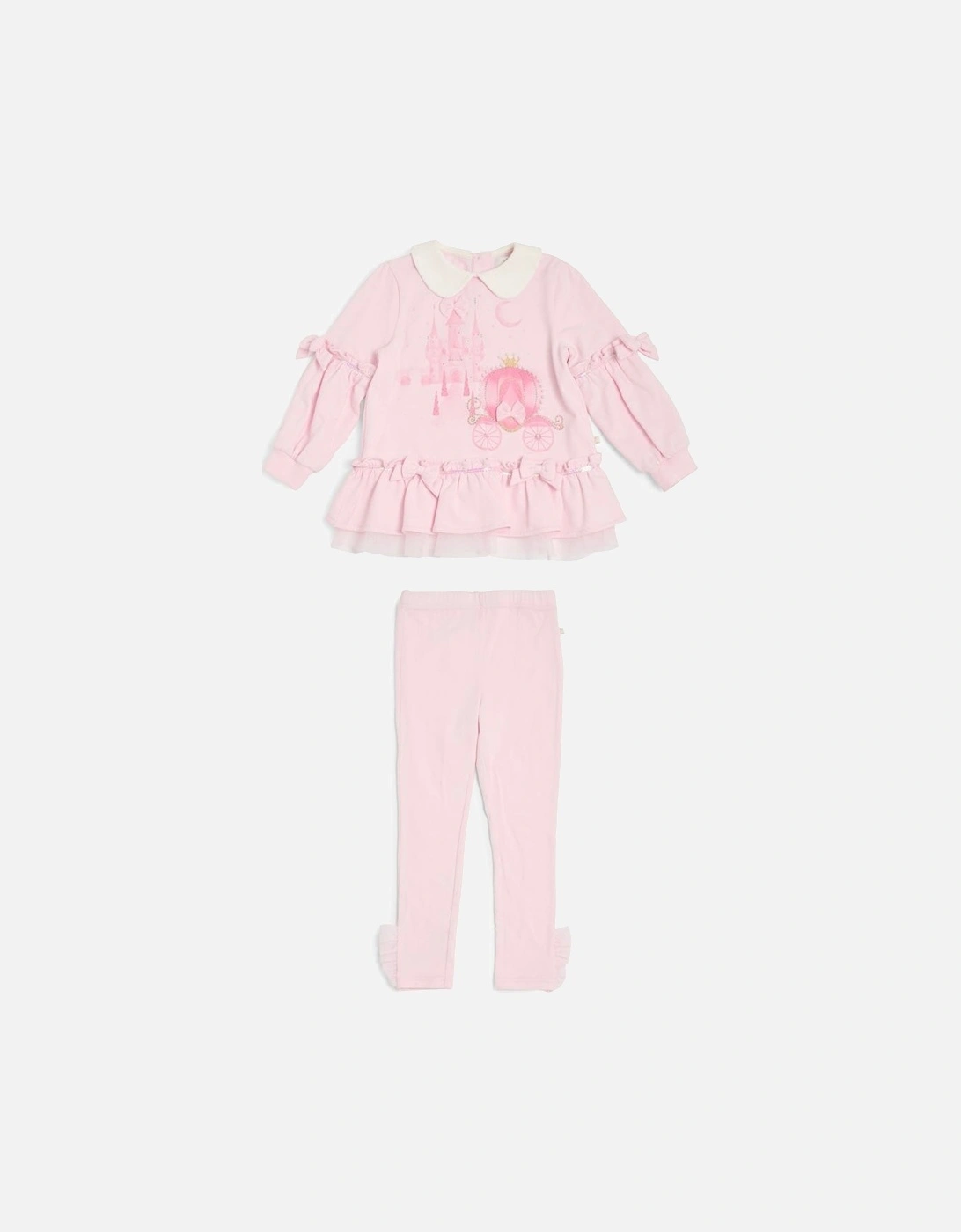 Girls Pink Collared Jumper Legging Set