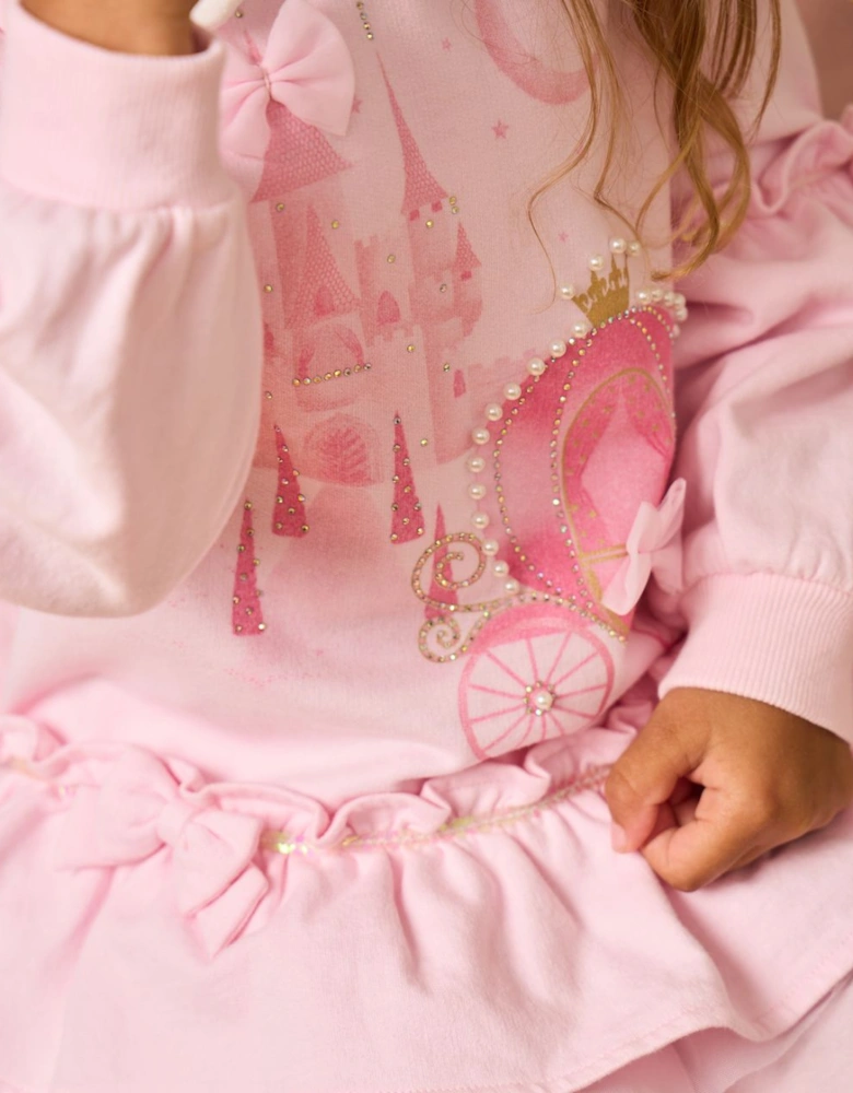 Girls Pink Collared Jumper Legging Set
