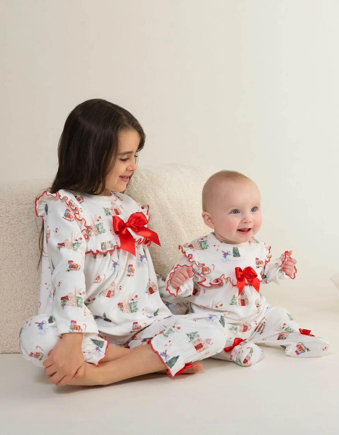 Girls Christmas Print Fleece Pyjama Babygrow