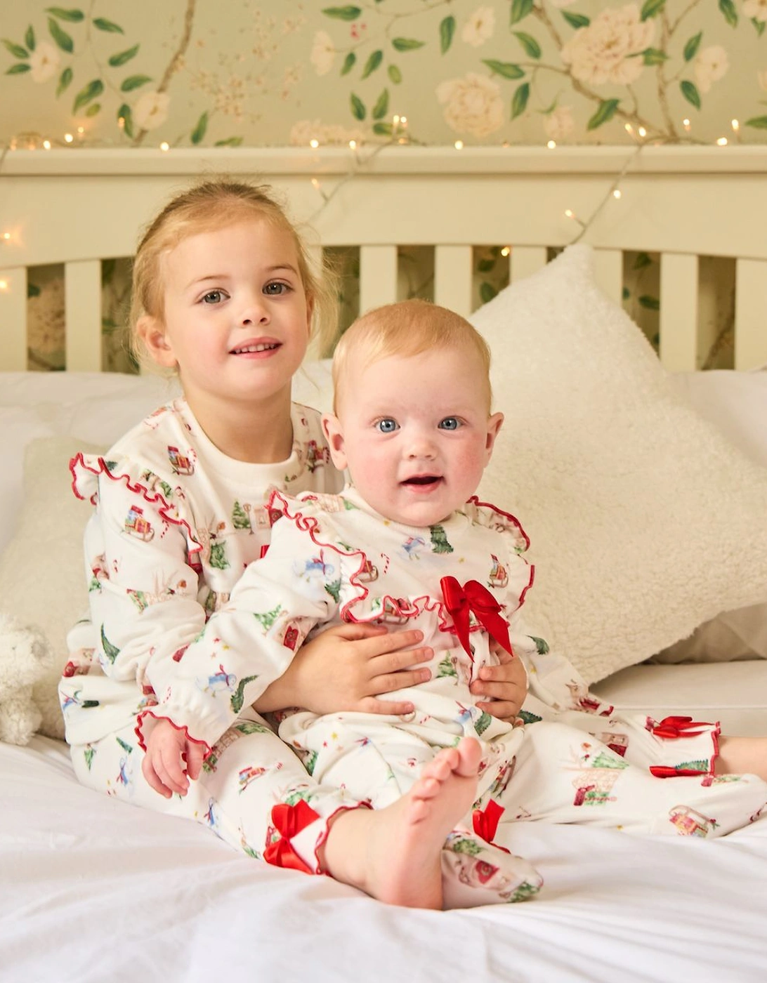 Girls Christmas Print Fleece Pyjama Babygrow