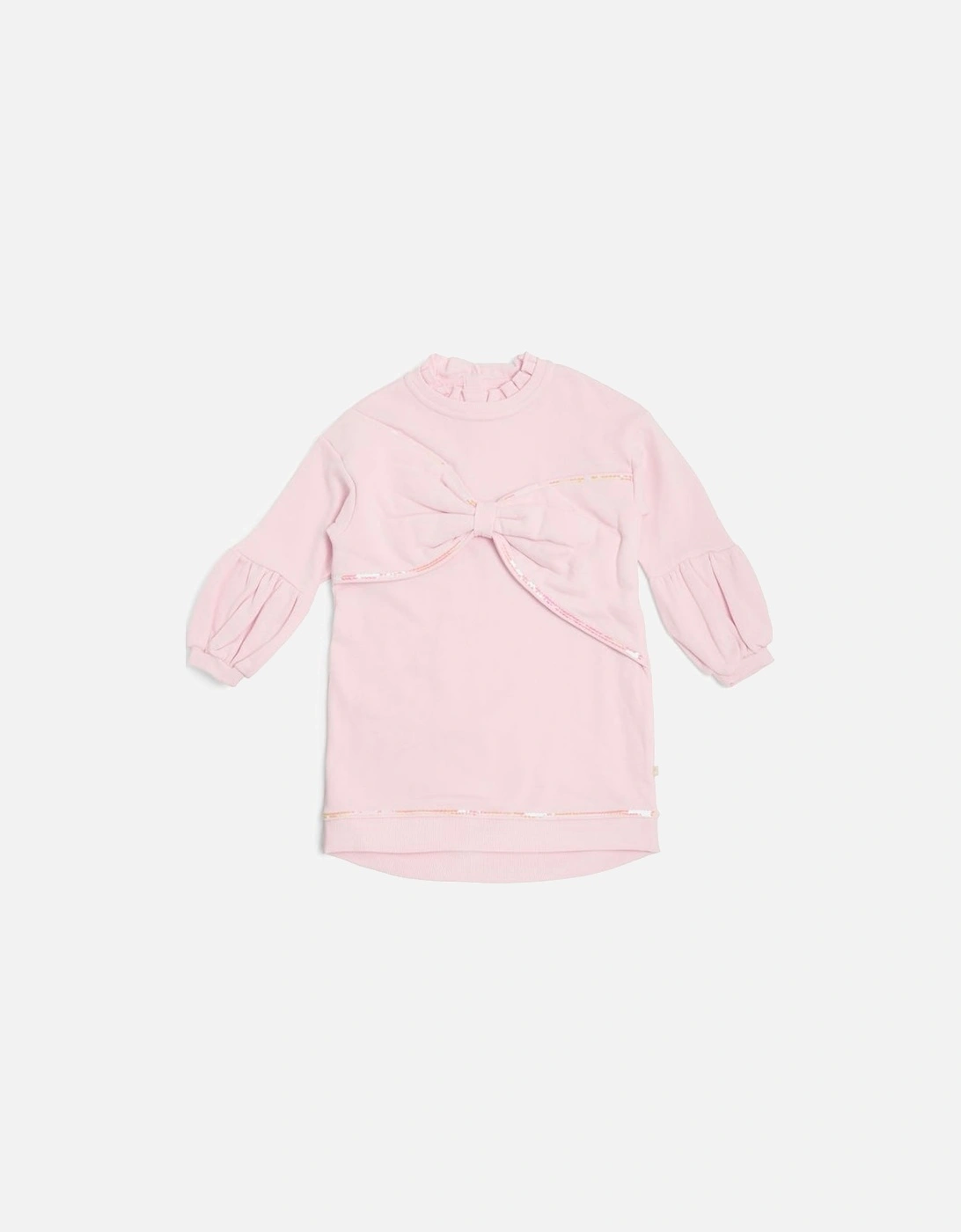 Girls Pink Oversized Bow Jumper Dress