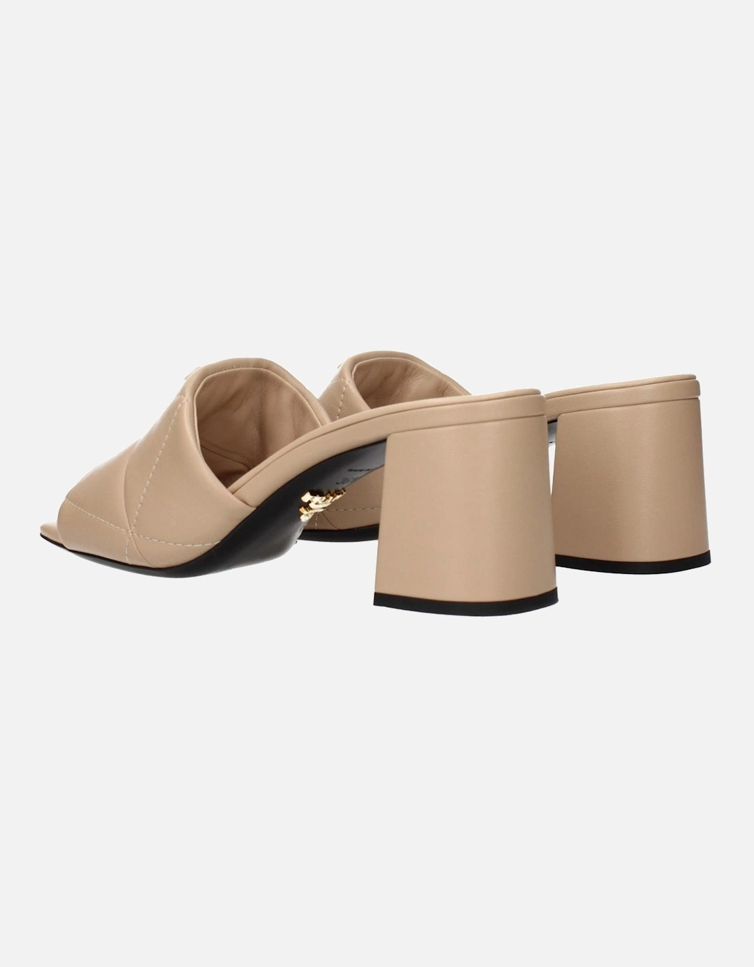 Leather Slip-On Loafers with Buckle Detail Women - Beige Sandals