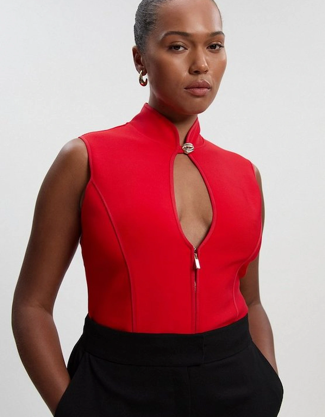 Plus Size Figure Form Bandage Sleeveless Knit Top, 4 of 3