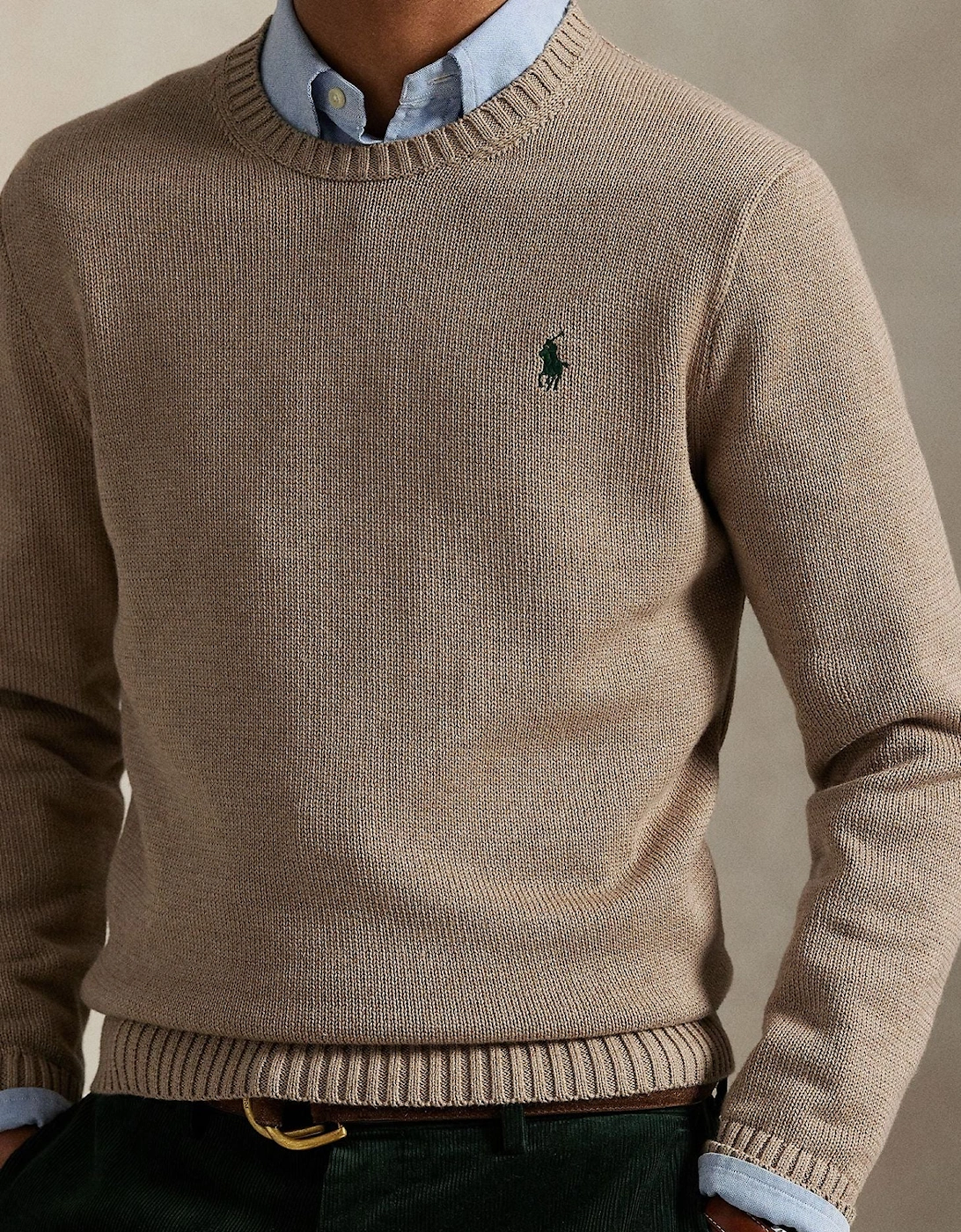 Ralph Lauren Cotton Crewneck Sweater - Bronze Melange