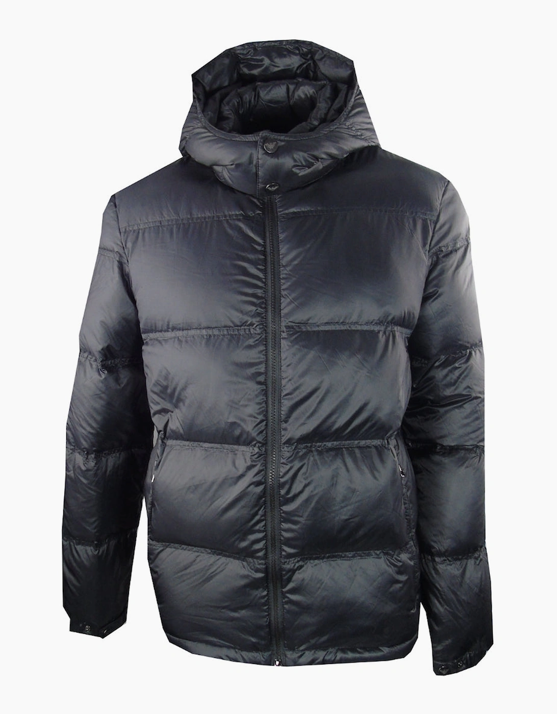Ea7 Men's Black Plain Hooded Jacket  38/Regular M