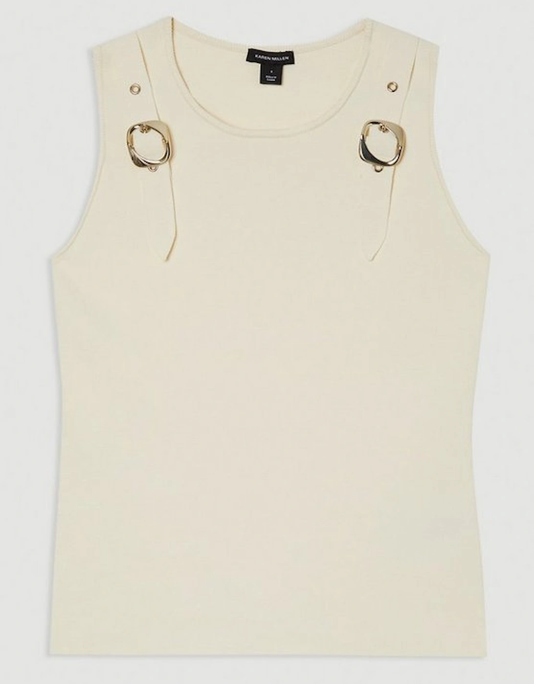 Plus Size Buckle Trim Knitted Top