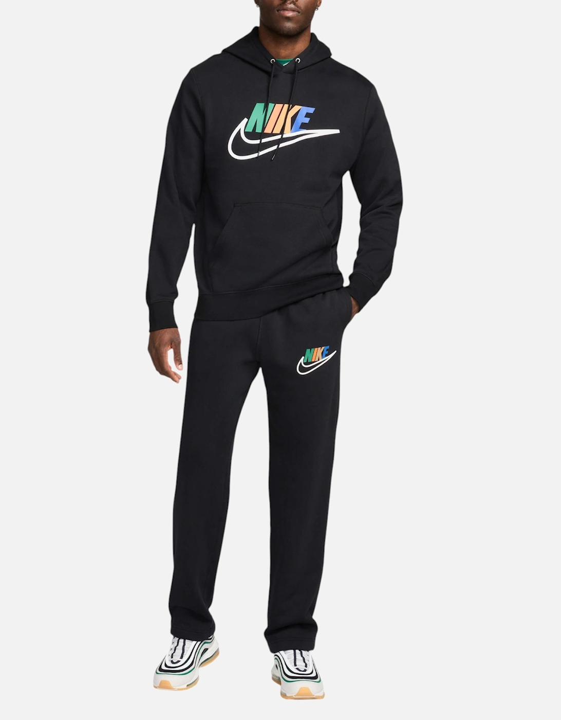 FZ0775 Mens Fleece Joggers Open Hem Trousers Club Sport Bottoms