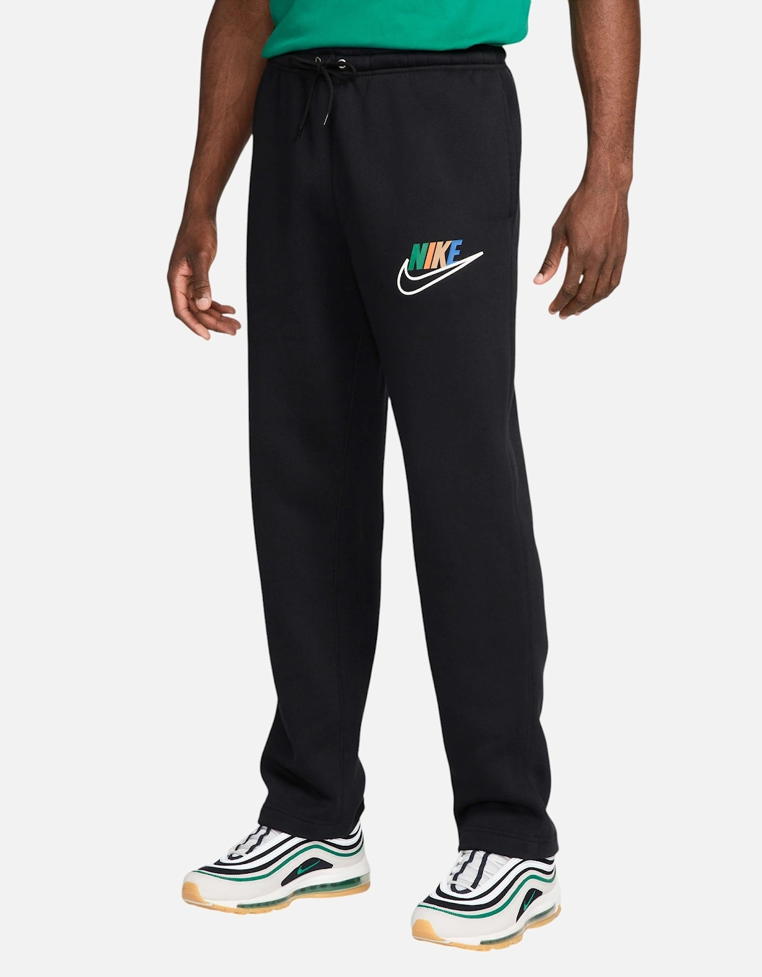 FZ0775 Mens Fleece Joggers Open Hem Trousers Club Sport Bottoms, 7 of 6