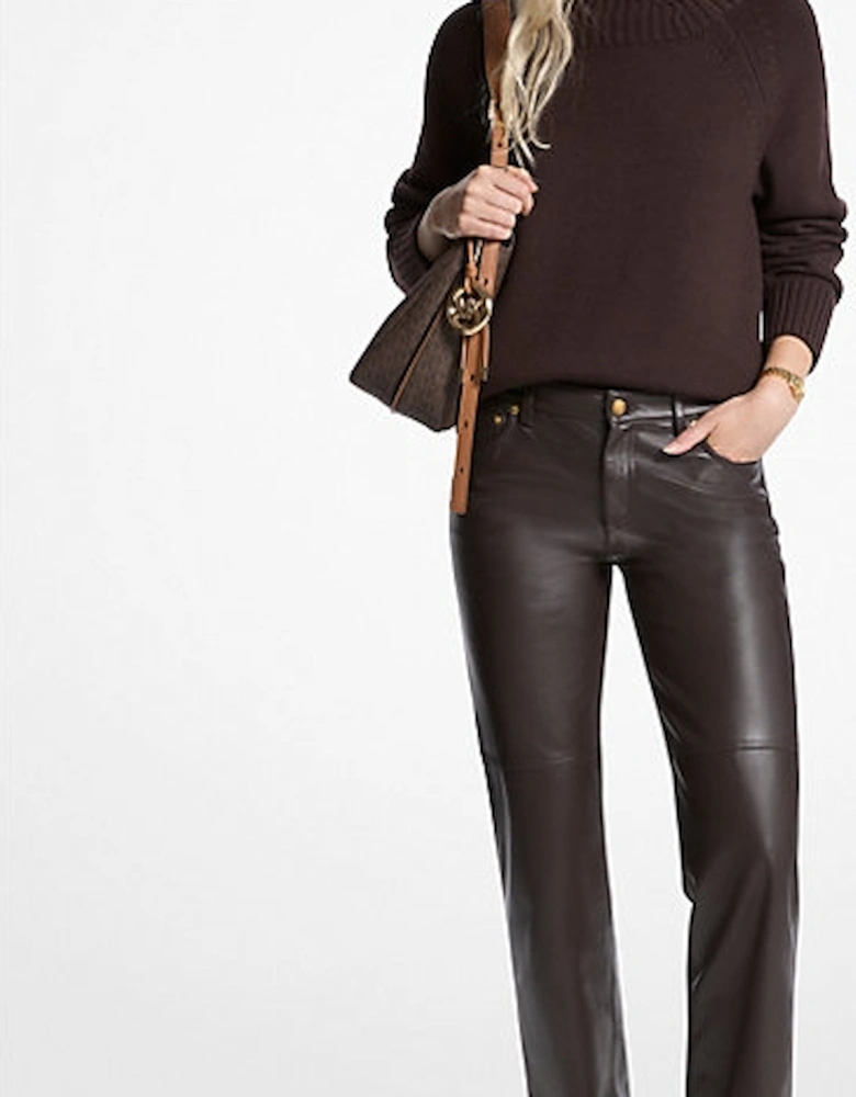 Straight-Leg Leather Pants