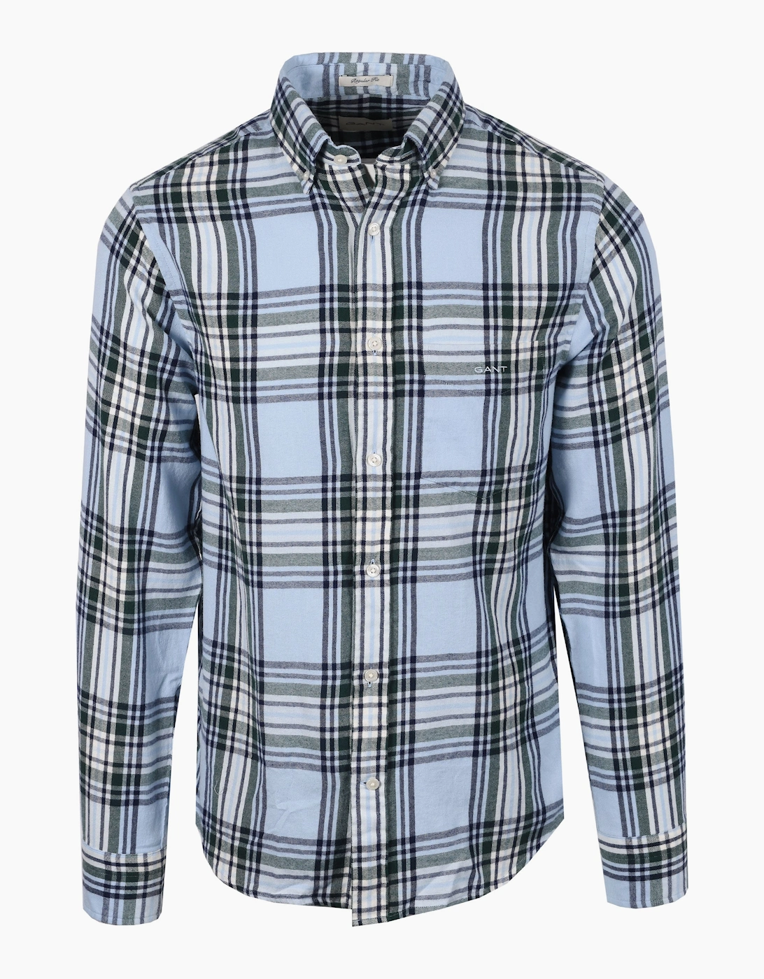 Men's Gant Windblown Flannel Check Shirt Fresh Blue - Size: 38