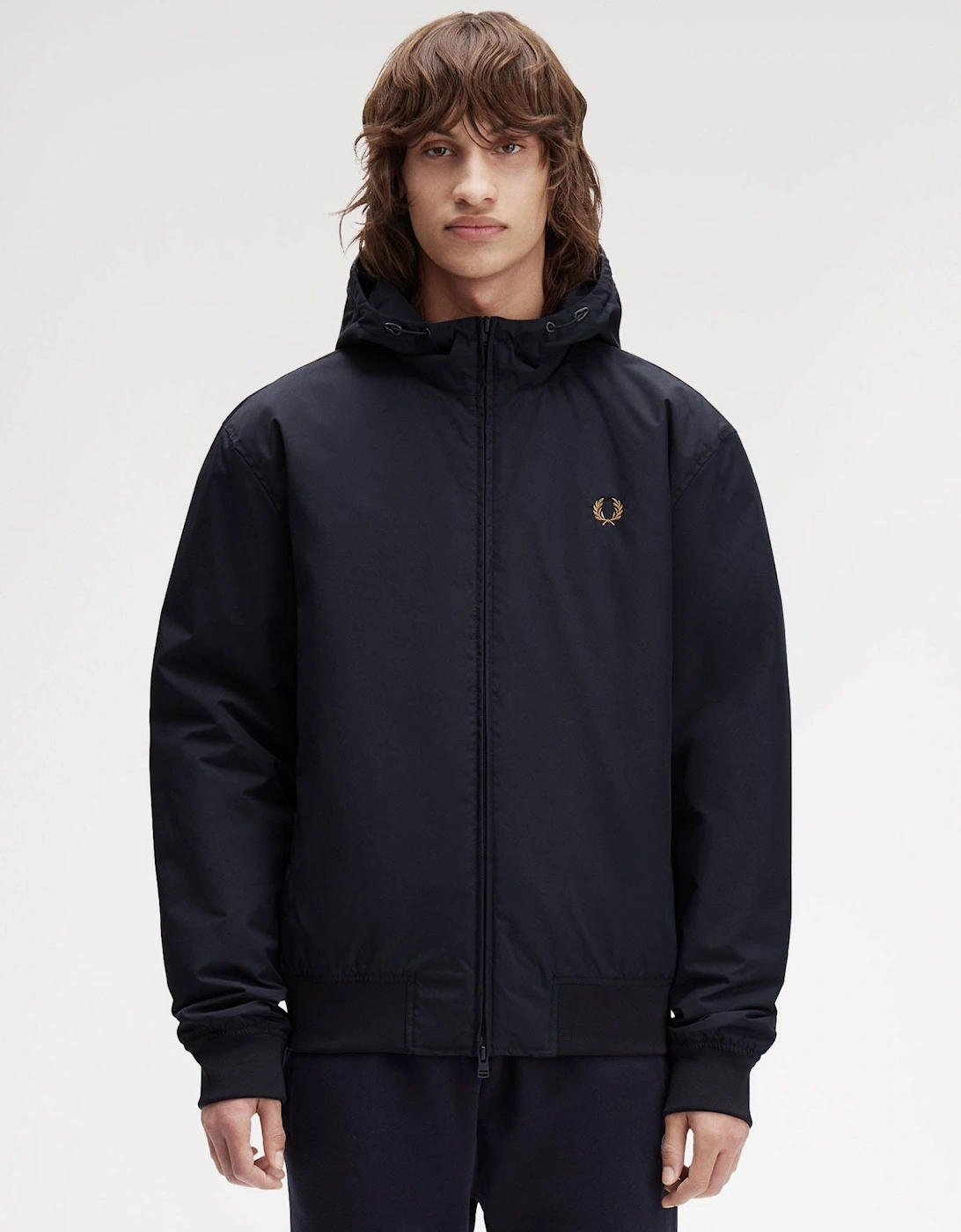 Men's Fred Perry Mens Hooded Brentham Jacket - Navy 248 - Black - Size: 38/Regular