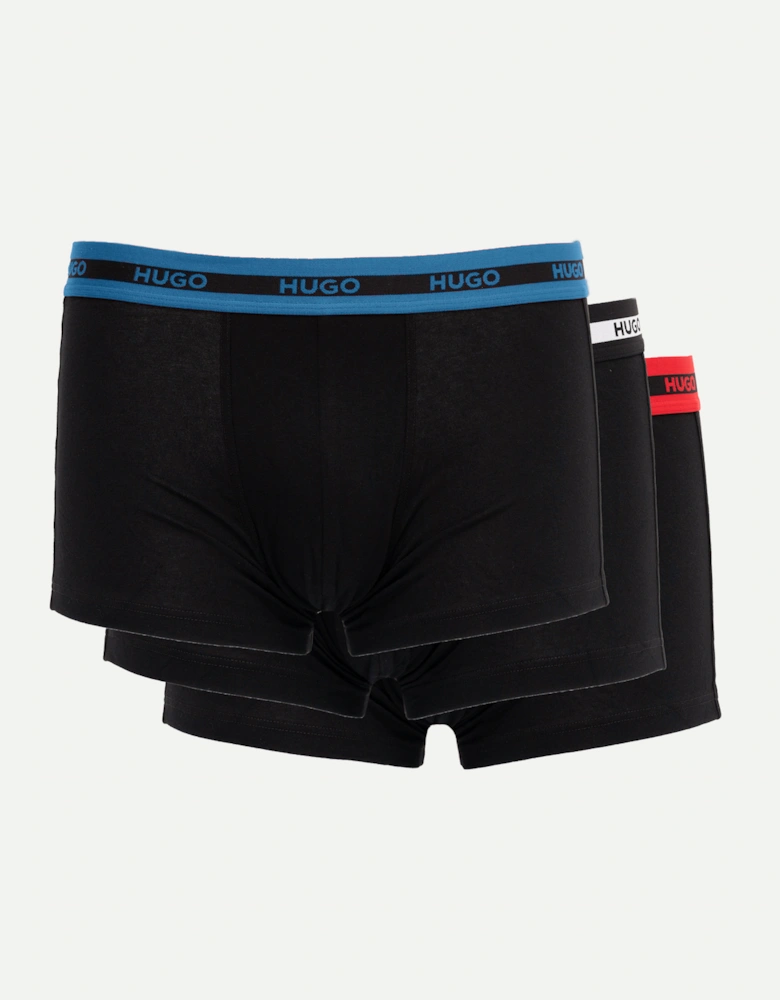 HUGO Planet 3-Pack Stretch-Cotton Logo Waistband Trunks - Black 005