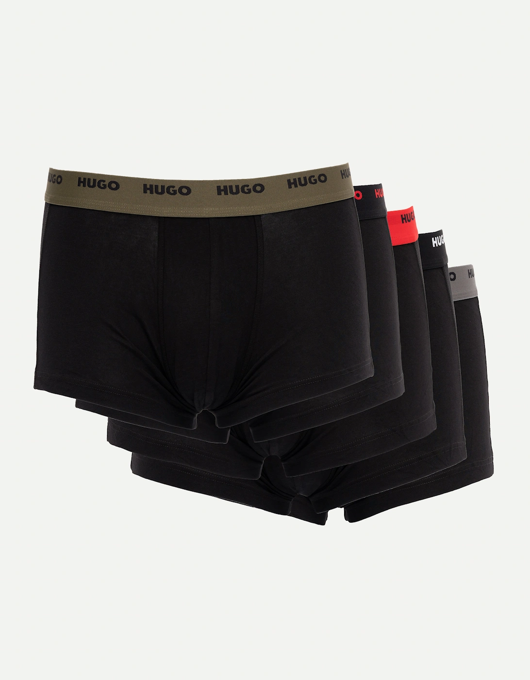 HUGO 5-Pack Mens Stretch-Cotton Trunks with Logo Waistbands - Black 003, 2 of 1