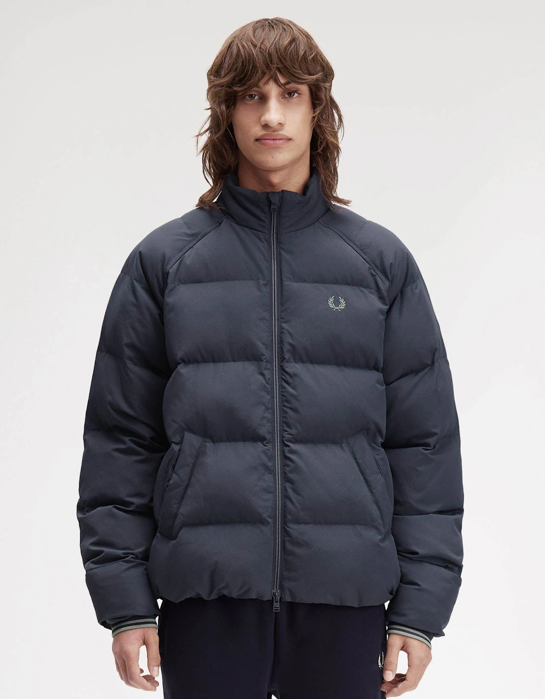 Men's Fred Perry Mens Raglan Sleeve Padded Jacket - Dark Airforce 738 - Navy - Size: 40/Regular