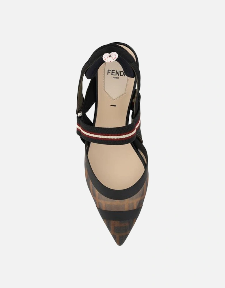 Transparent Mesh Sling-Back Kitten Heel Pumps Women - Multicolor