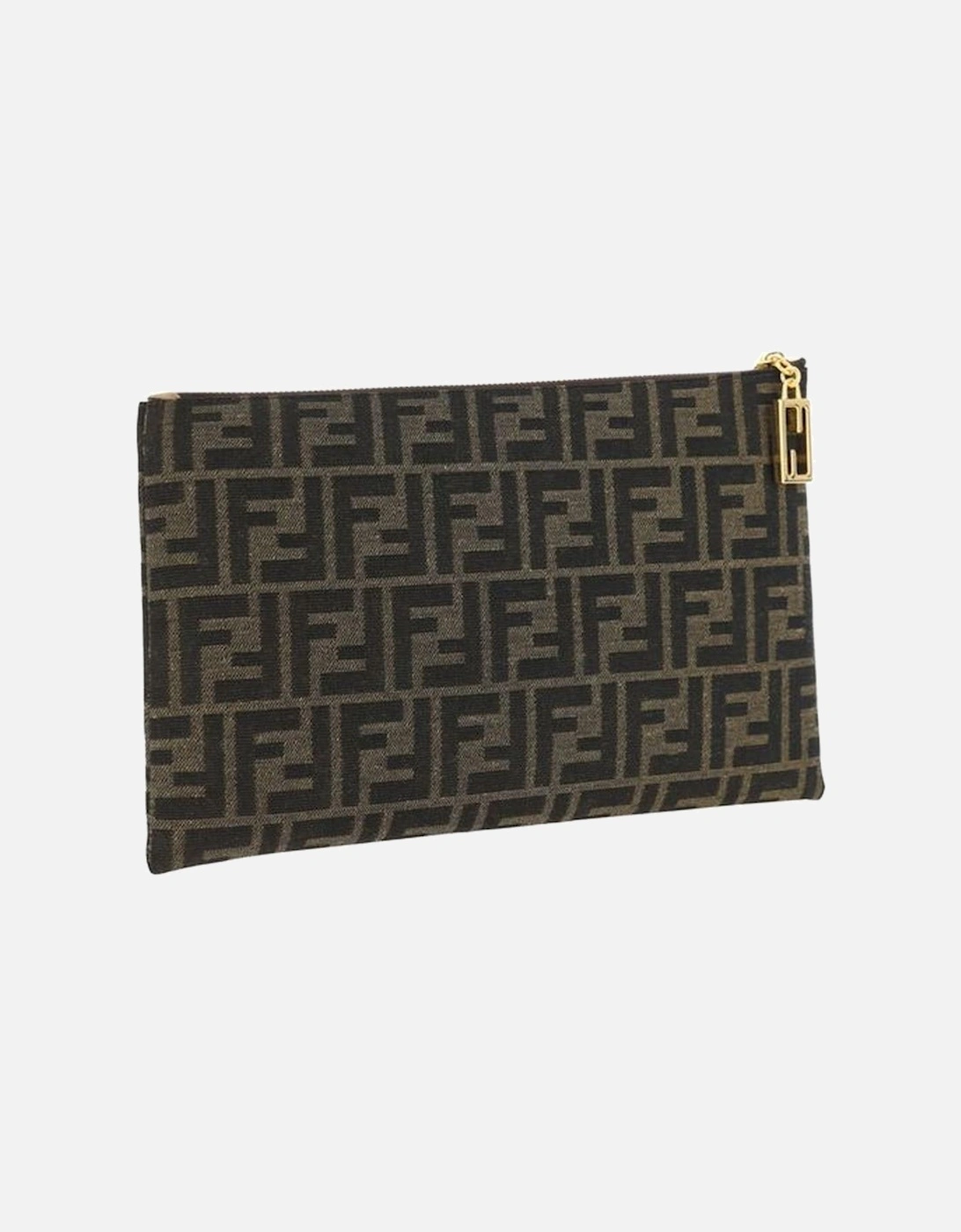 Jacquard Logo Clutch Bag with Top Zipper Closure Women - Brown