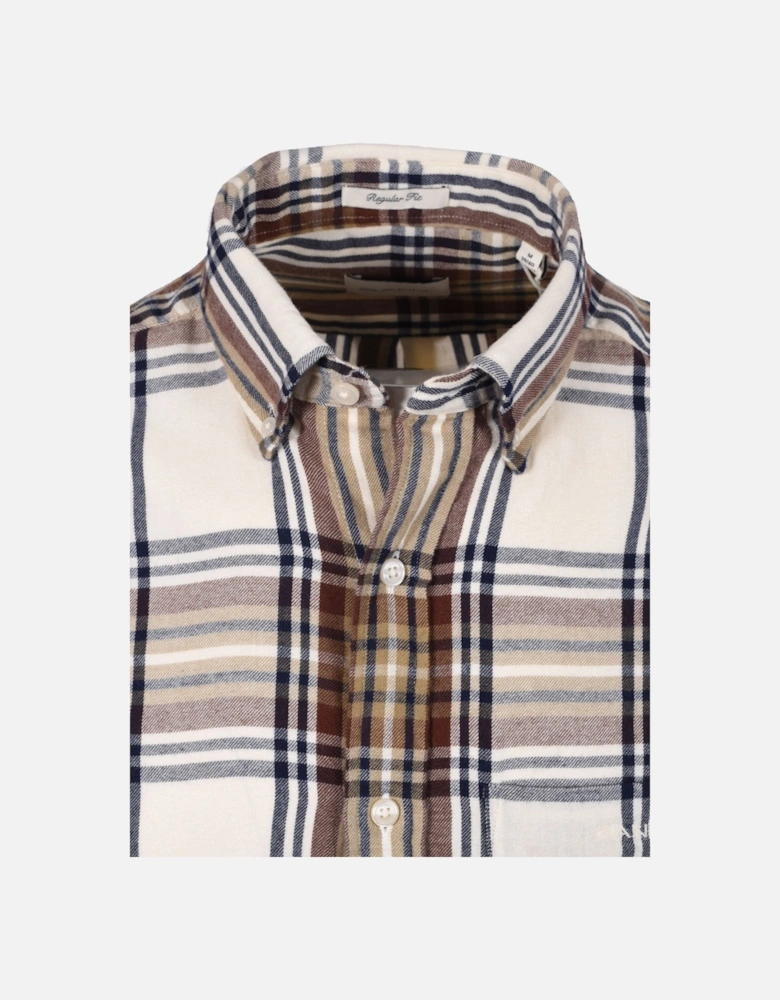 Windblown Flannel Checked Shirt Cream