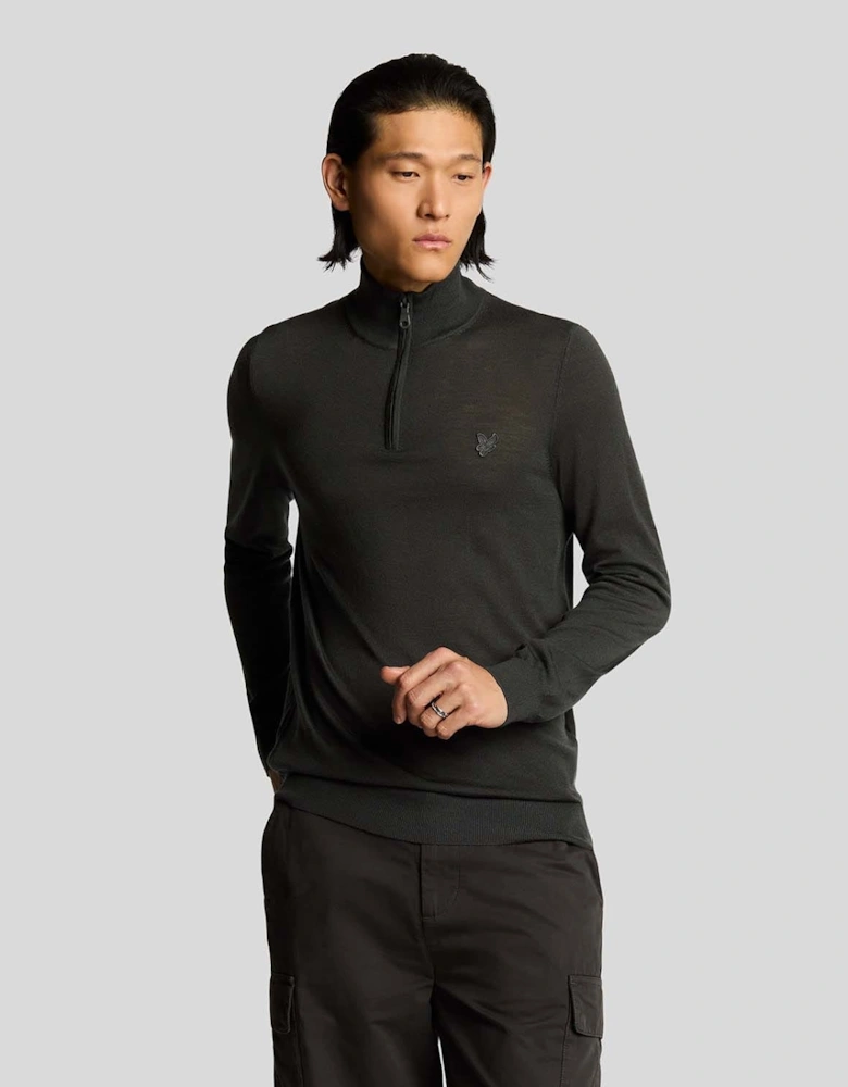 Tonal Eagle Merino Quarter Zip Jumper