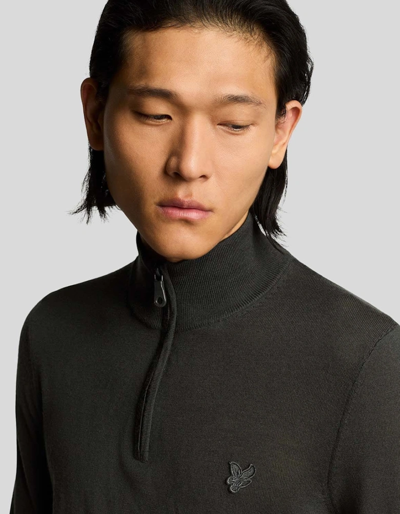 Tonal Eagle Merino Quarter Zip Jumper