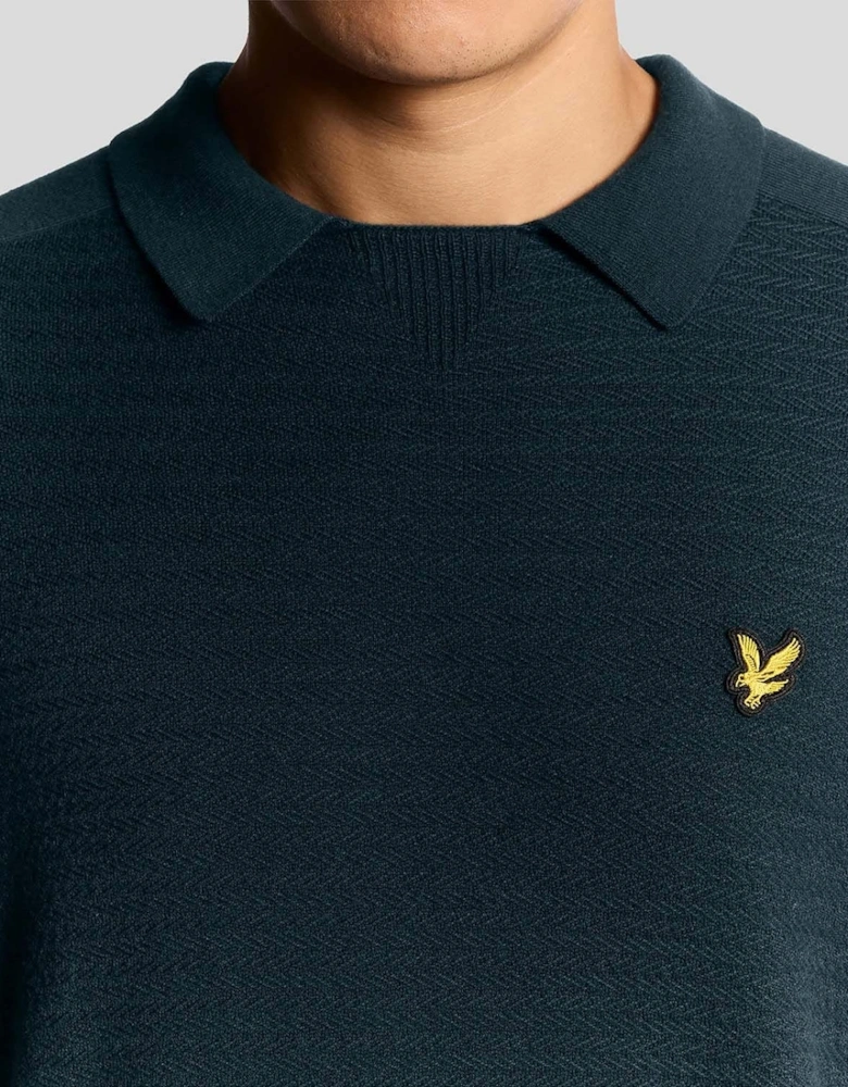 Herringbone Knitted Polo Shirt