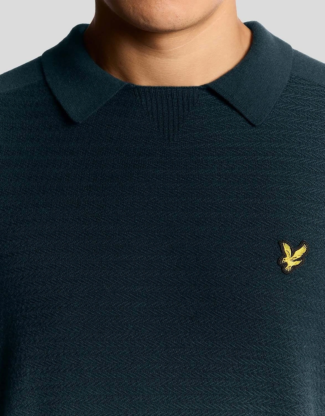 Herringbone Knitted Polo Shirt
