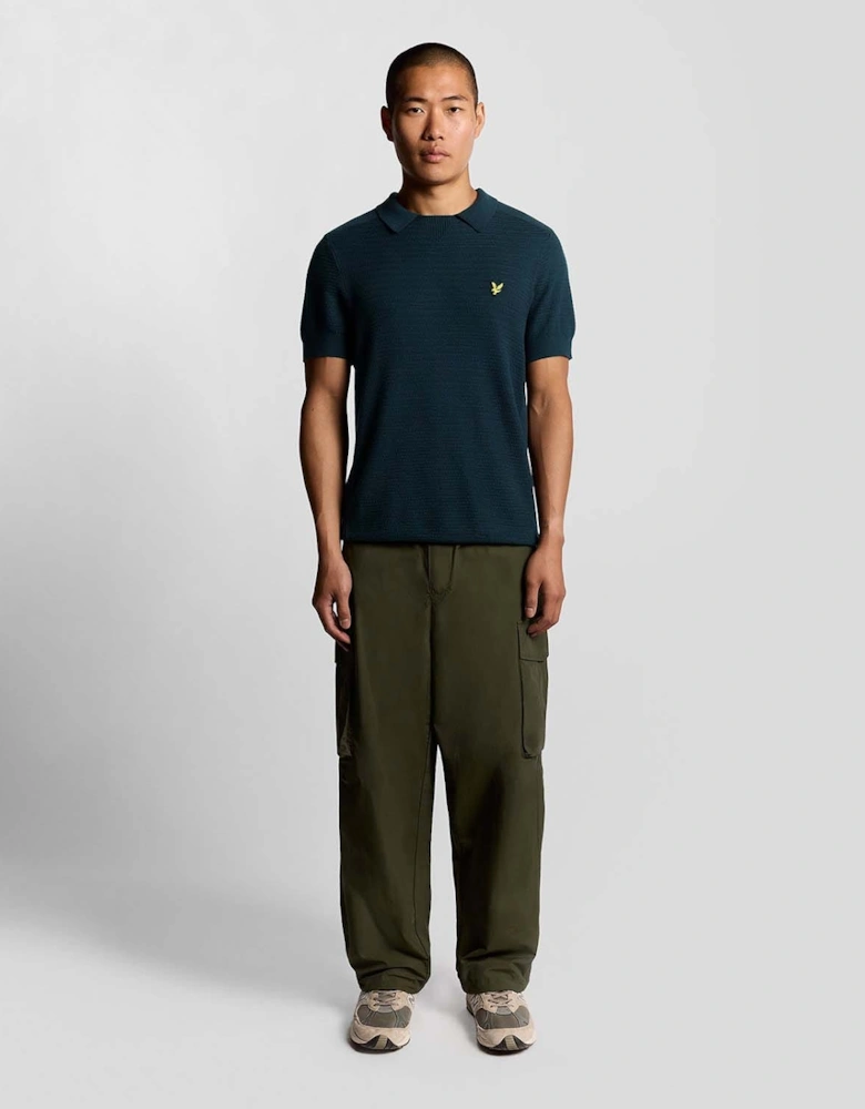 Herringbone Knitted Polo Shirt