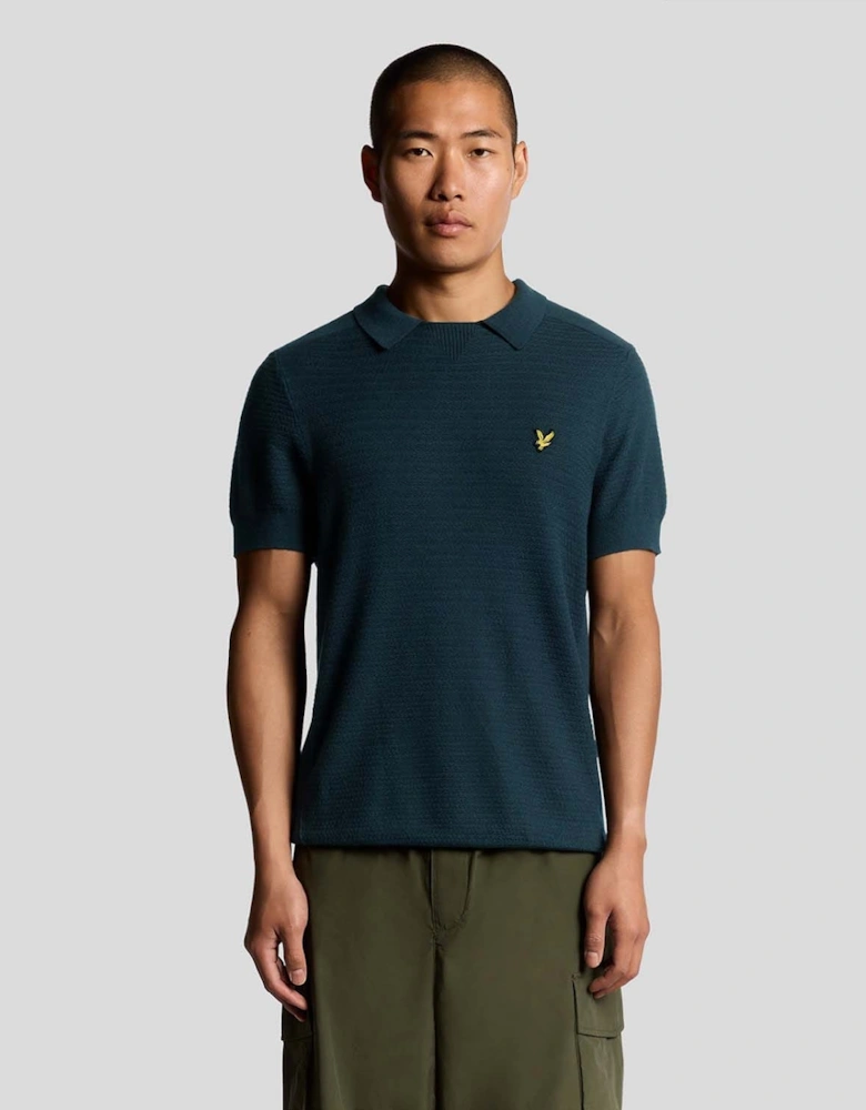 Herringbone Knitted Polo Shirt
