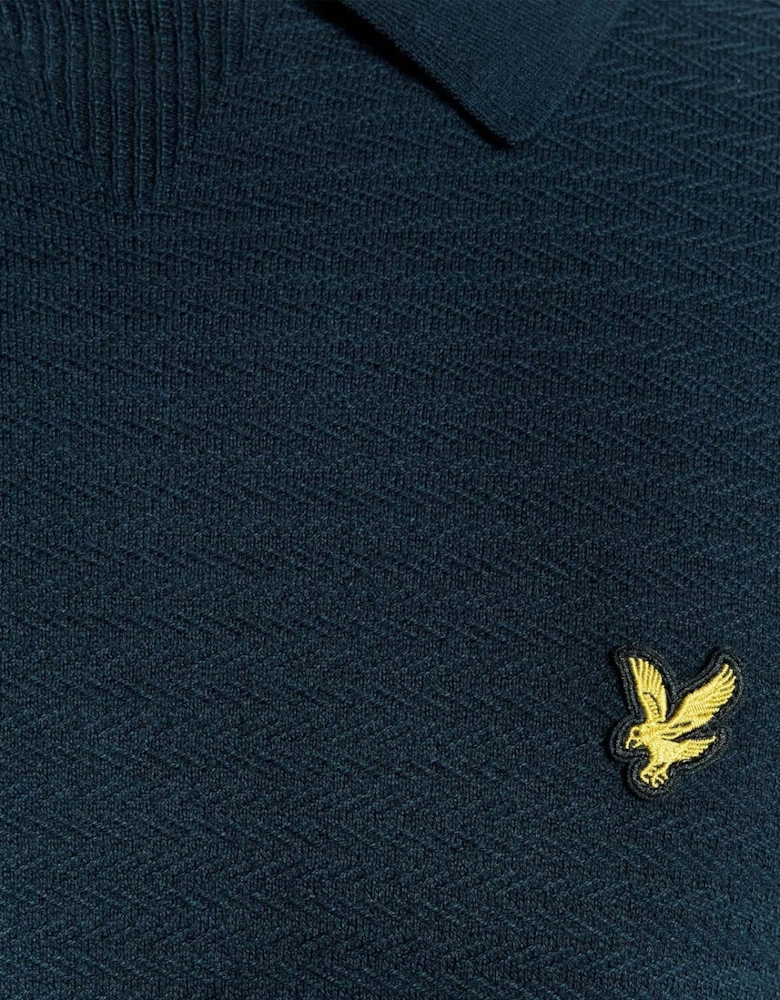 Herringbone Knitted Polo Shirt