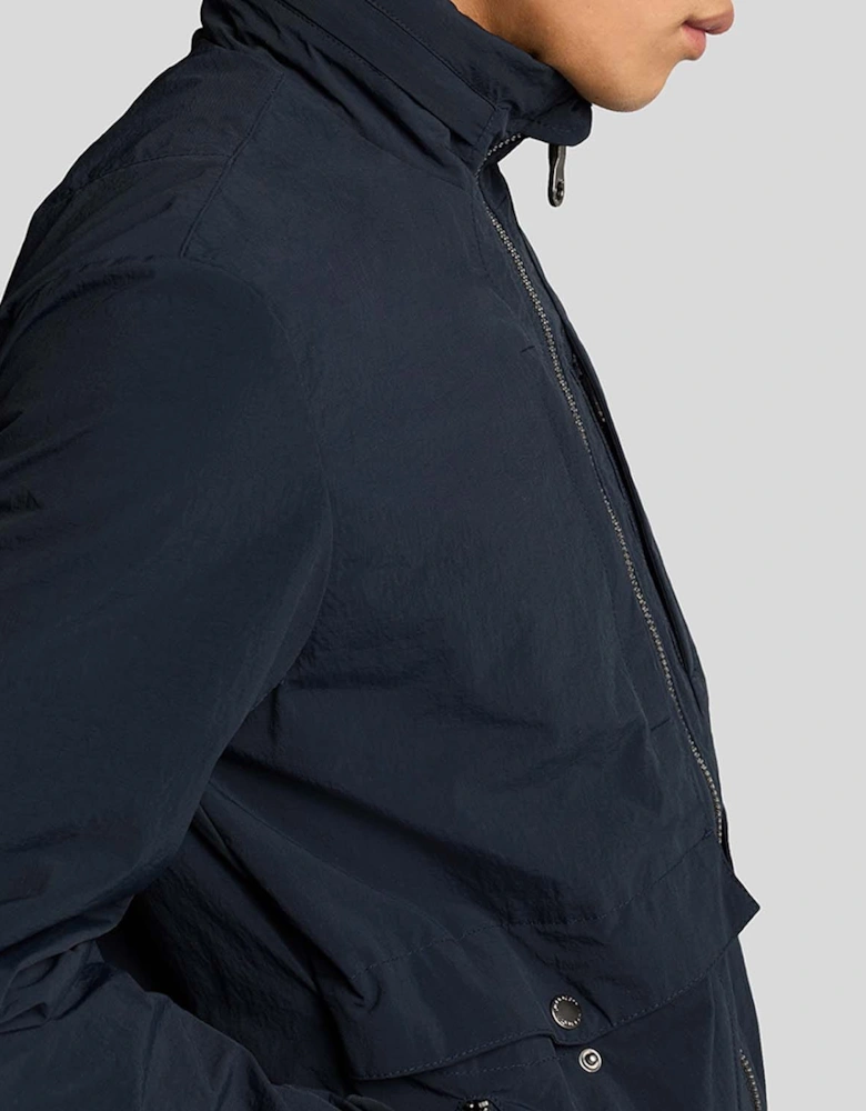 Hooded Crinkle Nylon Pocket Jacket
