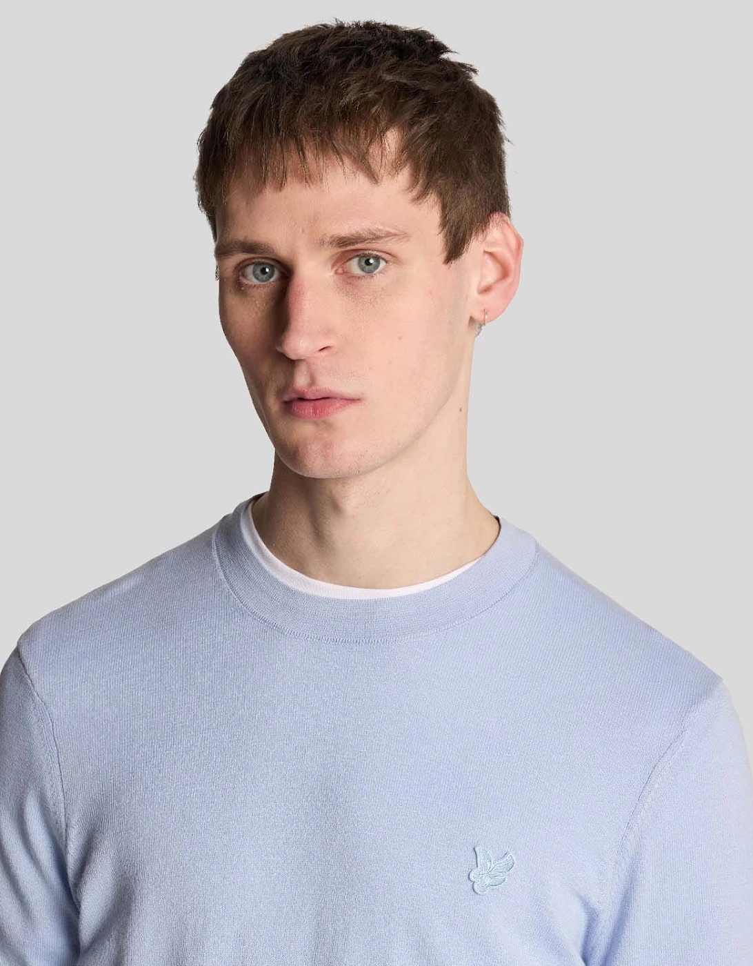 Tonal Superfine Cotton Crew Neck Jumper