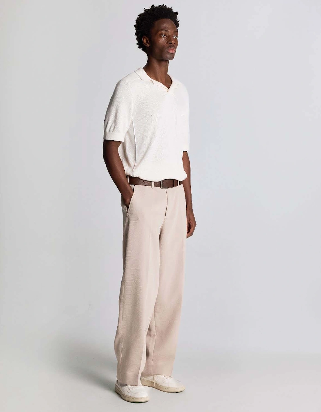 Seam Tipped Knitted Polo Shirt
