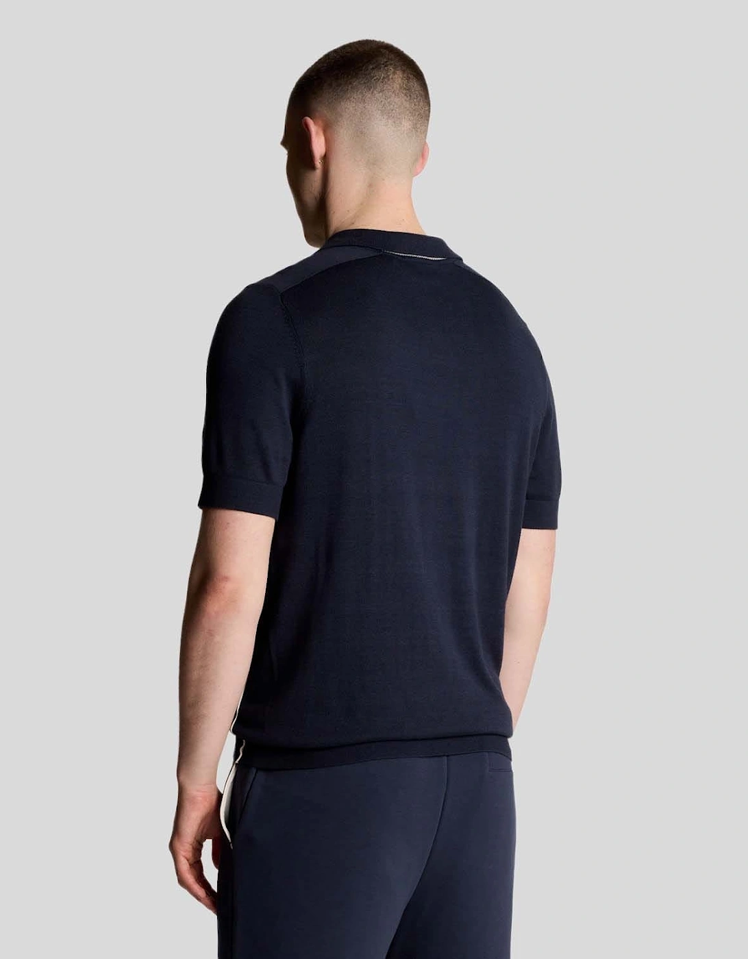Seam Tipped Knitted Polo Shirt